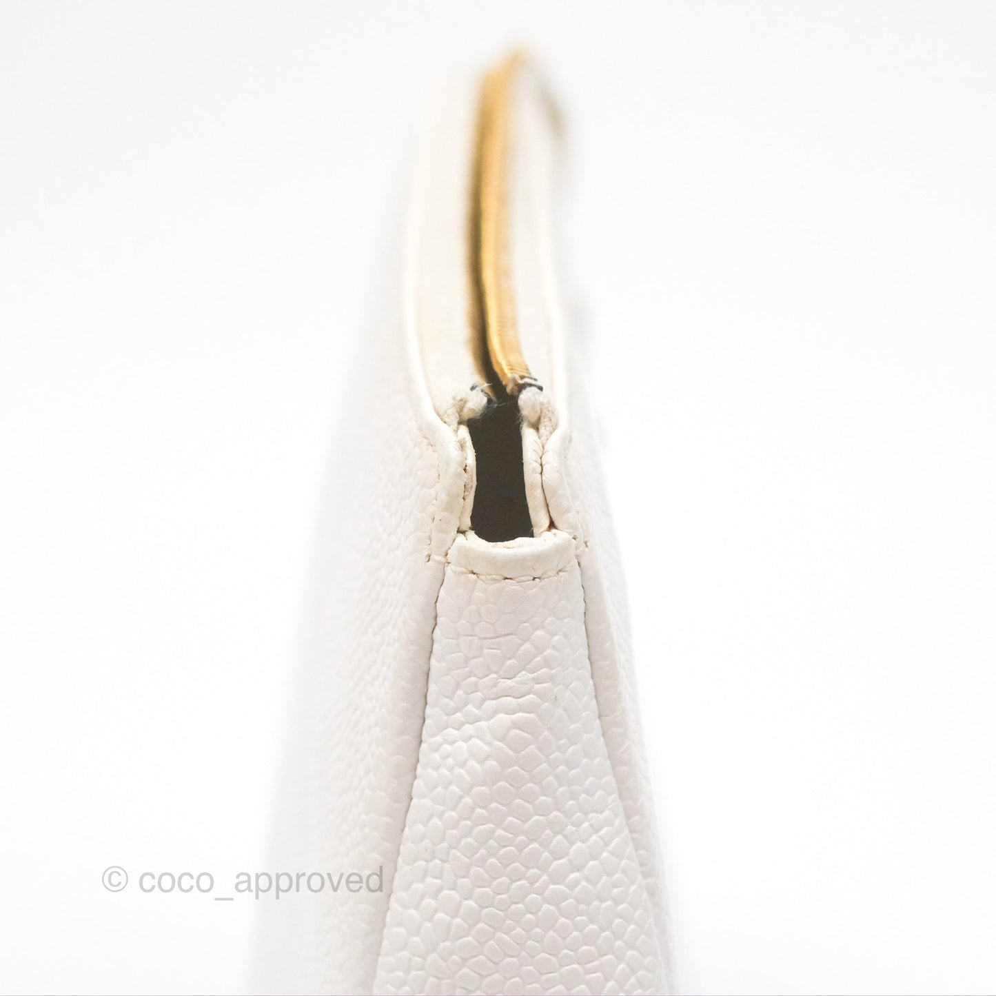Chanel Vintage CC Clutch White Caviar Gold Hardware