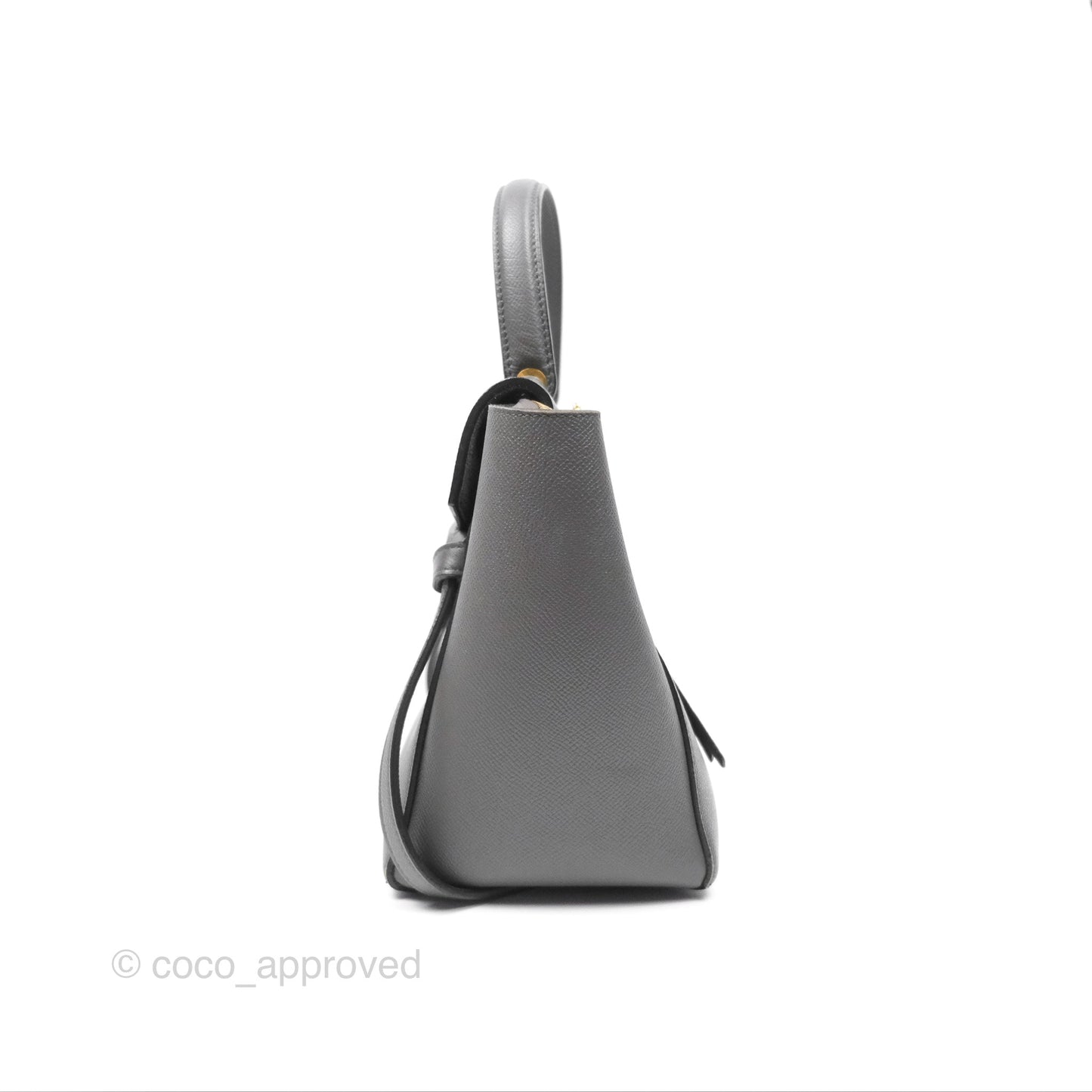 Celine Micro Belt Bag Grey Grained Calfskin Gold Hardware