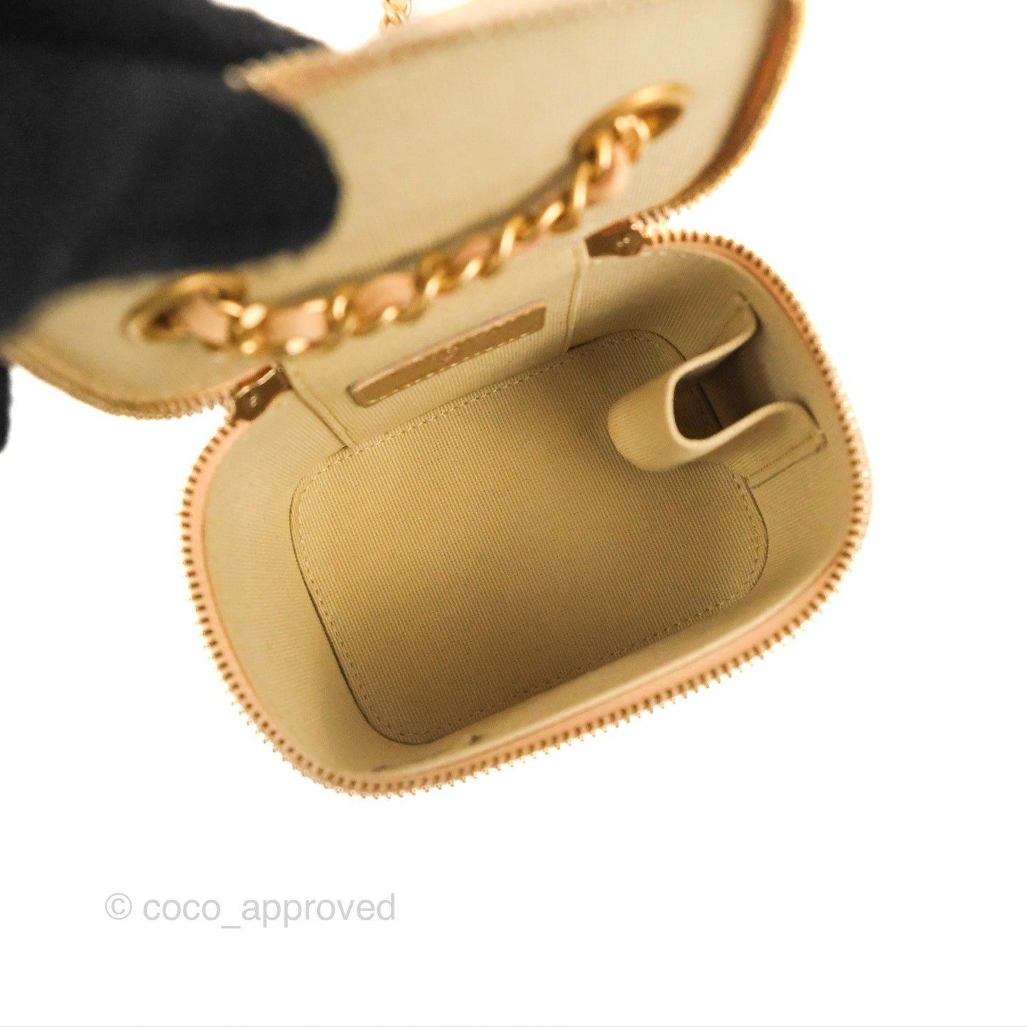 Chanel Mini Pearl Crush Vanity With Chain Beige Lambskin Aged Gold Hardware