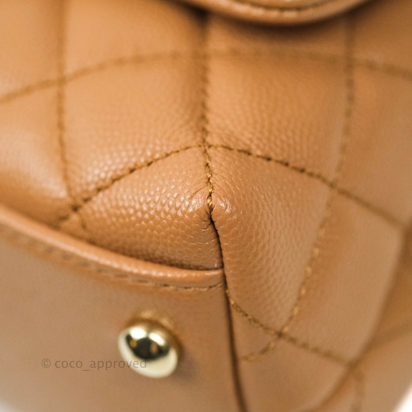 Chanel Quilted Extra Mini Coco Handle Dark Beige Caviar Gold Hardware 21P