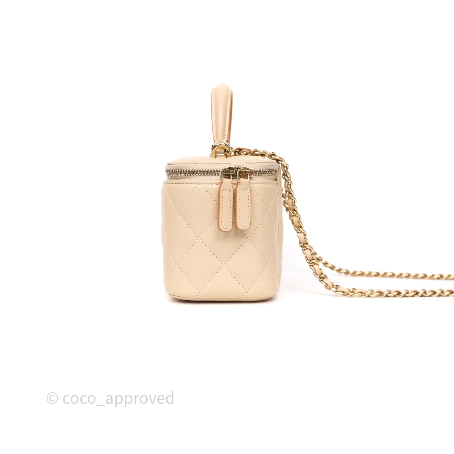 Chanel Vanity Rectangular Top Handle Ecru/Beige Lambskin Gold Hardware 23P