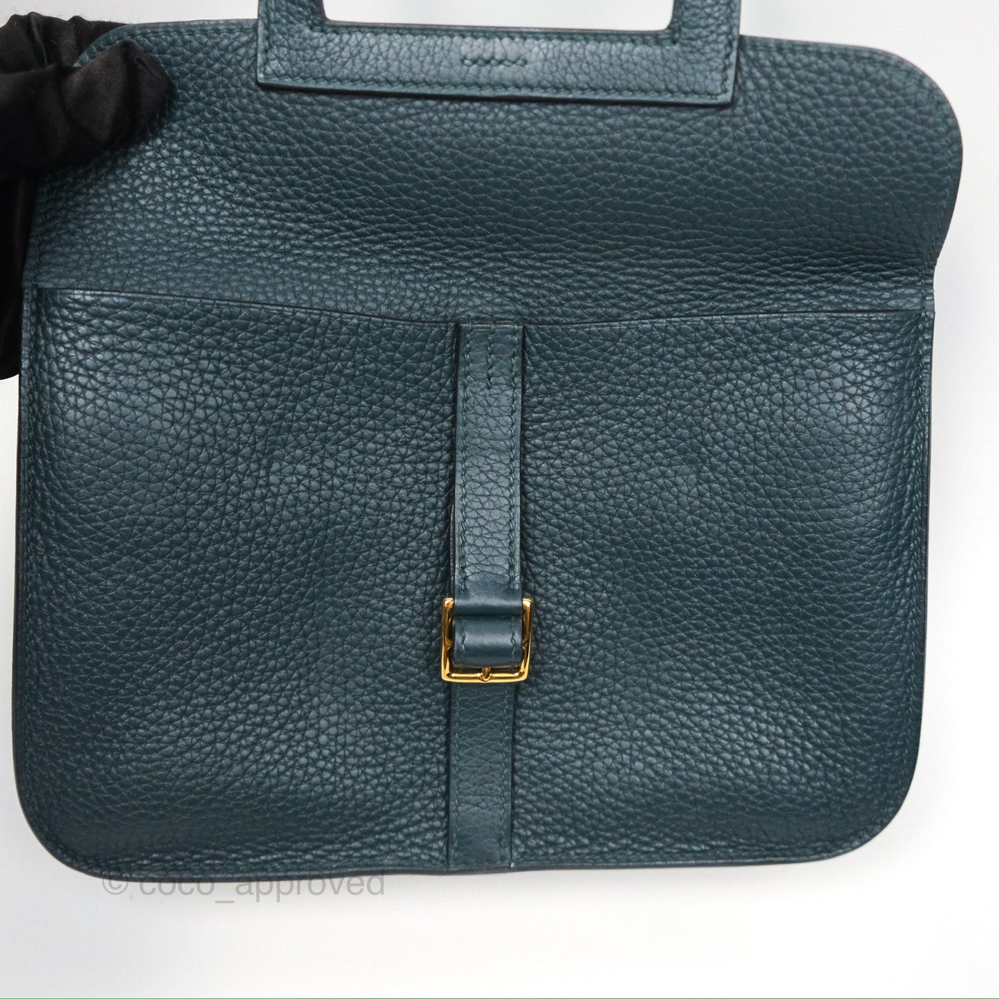 Hermès Halzan 25 Taurillon Clemence 60 Vert Cypres Gold Hardware