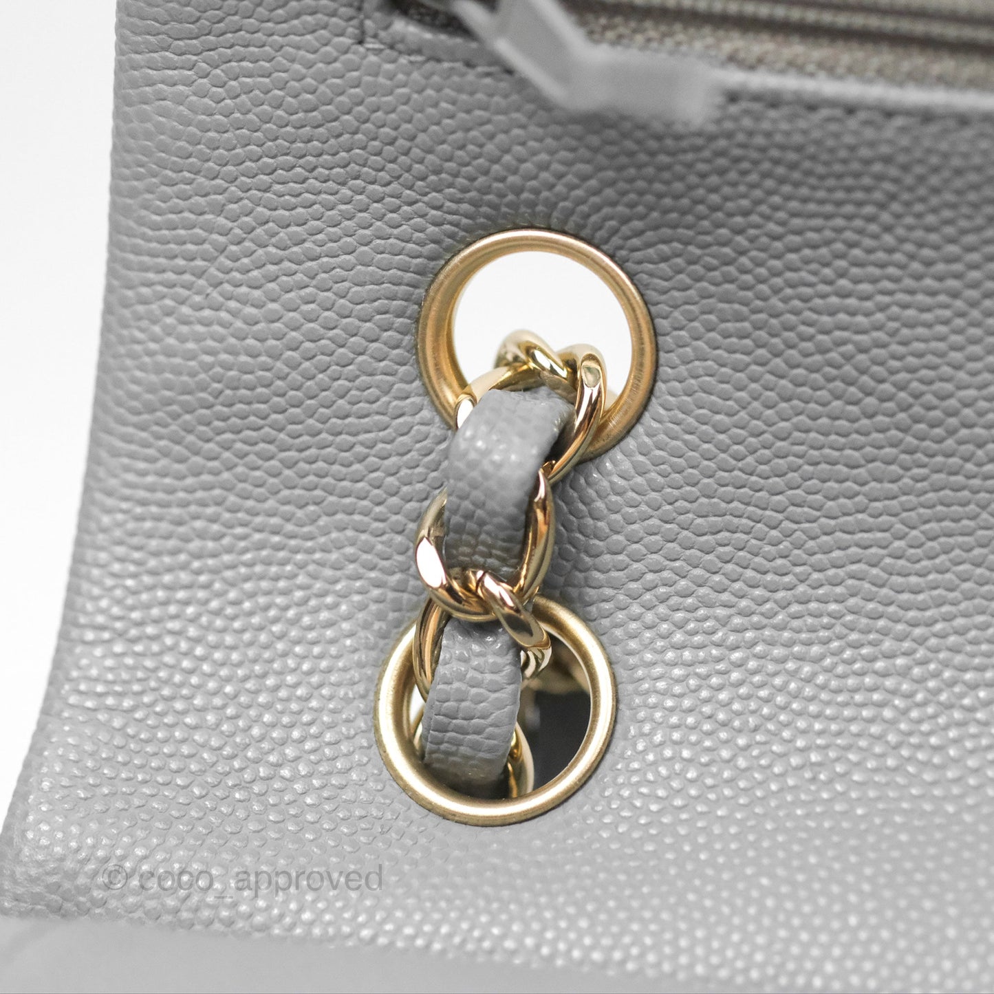 Chanel Small Classic Quilted Flap Grey Caviar Gold Hardware