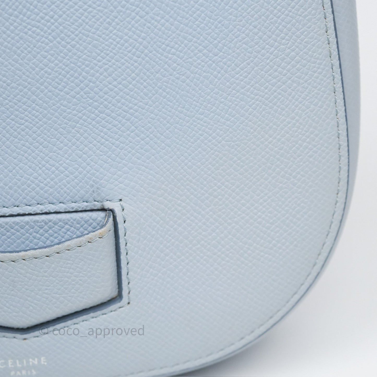 Celine Small Trotteur Crossbody Bag Light Blue Grained Calfskin
