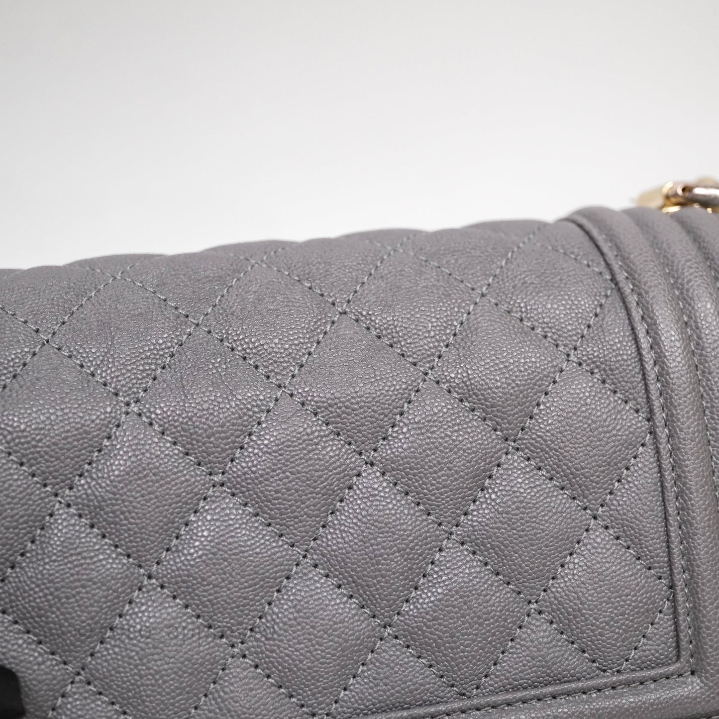 Chanel Small Boy Dark Grey Caviar Gold Hardware