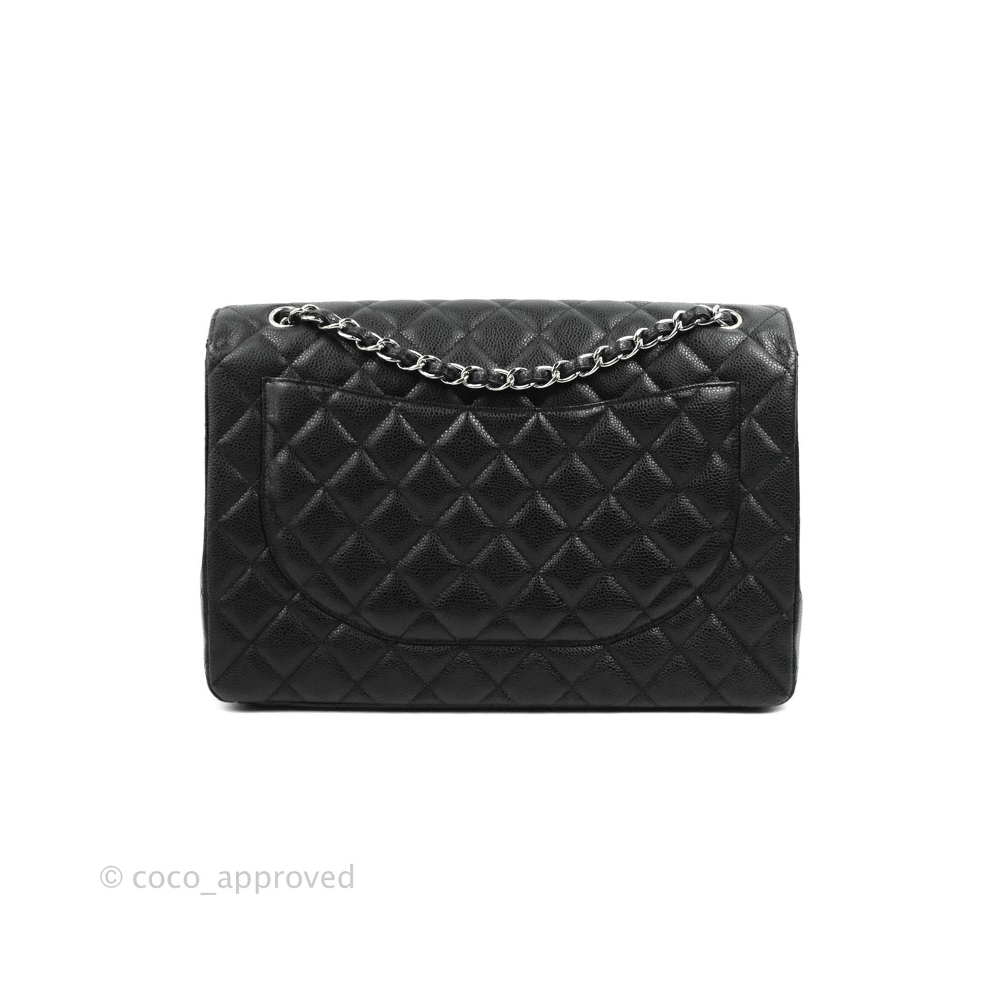 Chanel Single Flap Maxi Caviar Black Silver Hardware