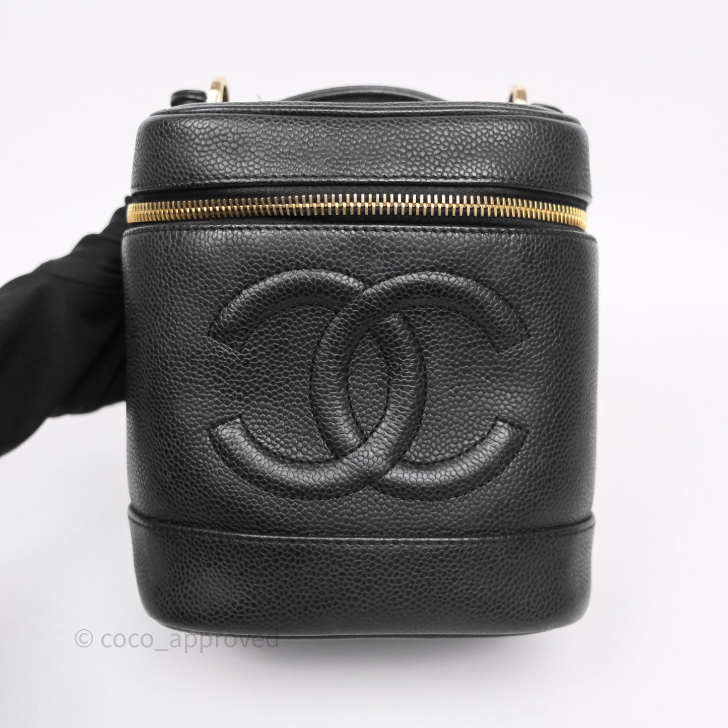 Chanel Vintage Vanity Case Black Caviar Gold Hardware