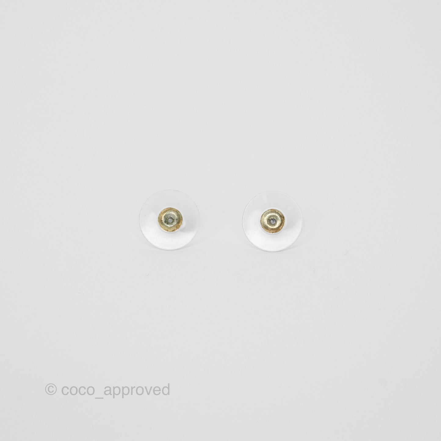 Chanel CC Half Crystal Earrings Silver Tone 21A
