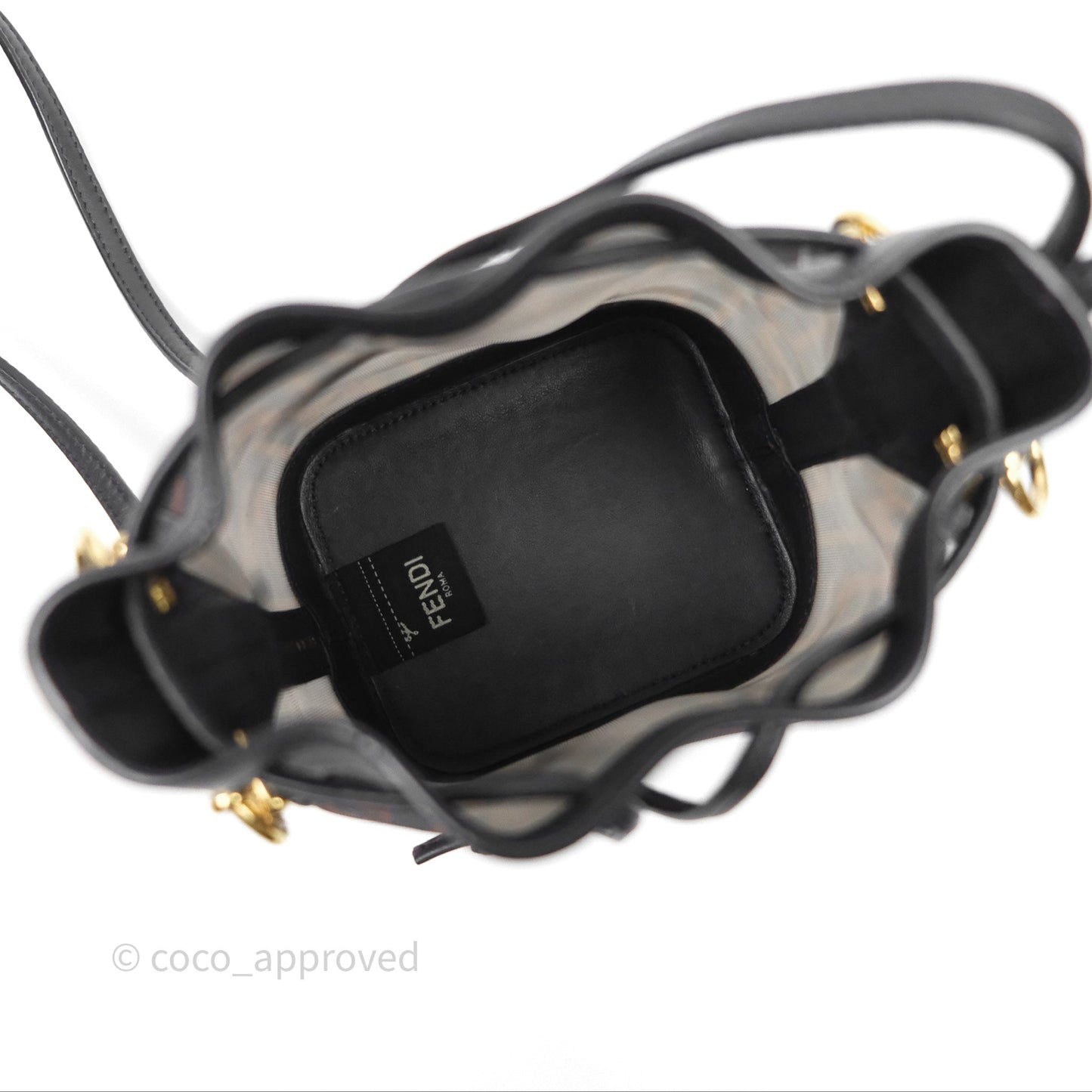 Fendi Mini Mon Tresor Bucket Bag Zucca See Through Mesh Brown/Black/Ebony