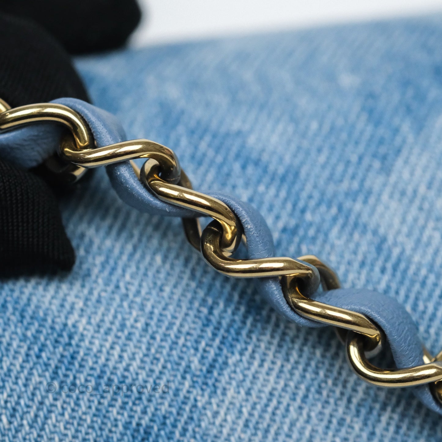 Chanel Small Double Flap Blue Printed Quilted Denim Gold Hardware