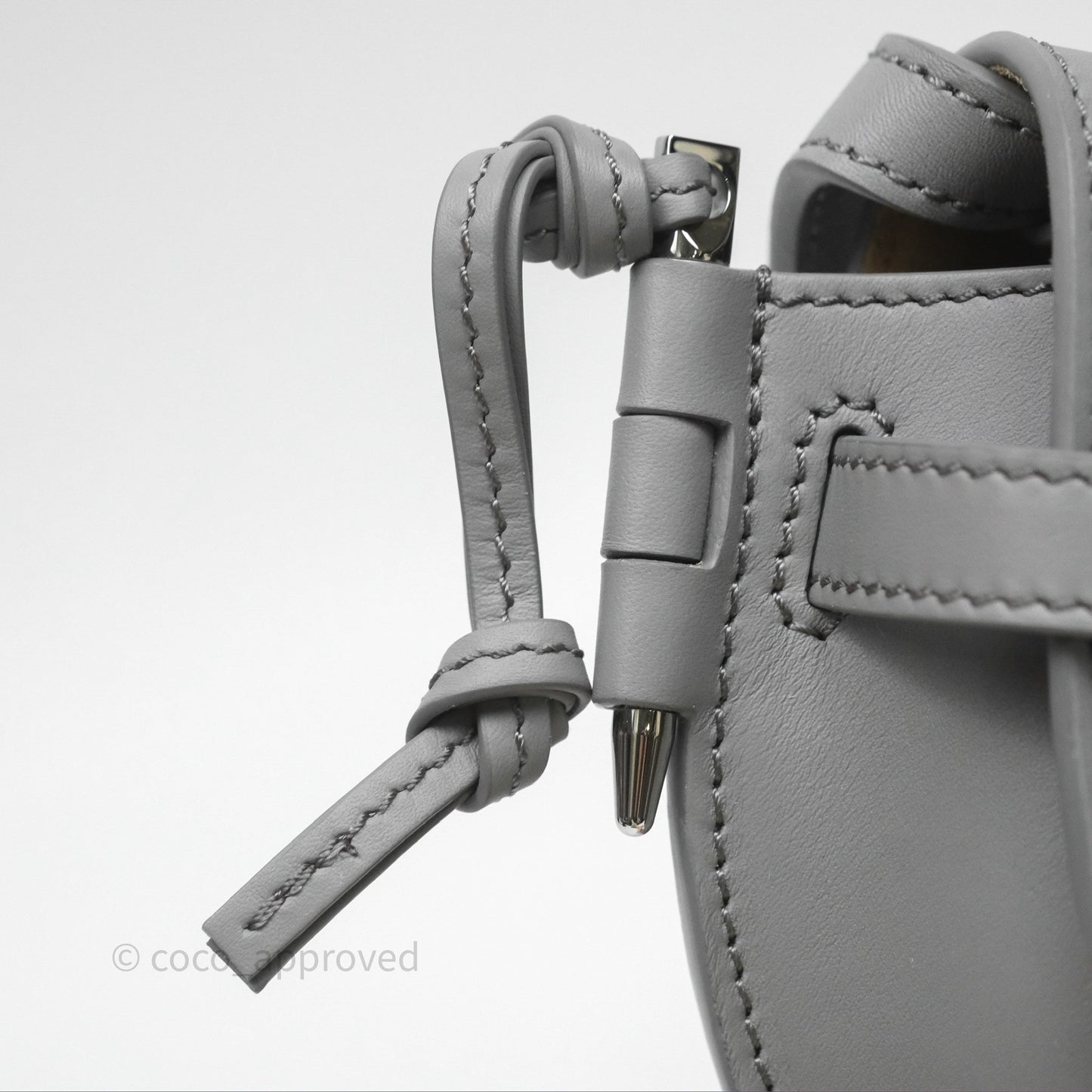 Loewe Mini Gate Dual Bag in Soft Calfskin & Jacquard Strap Light Grey