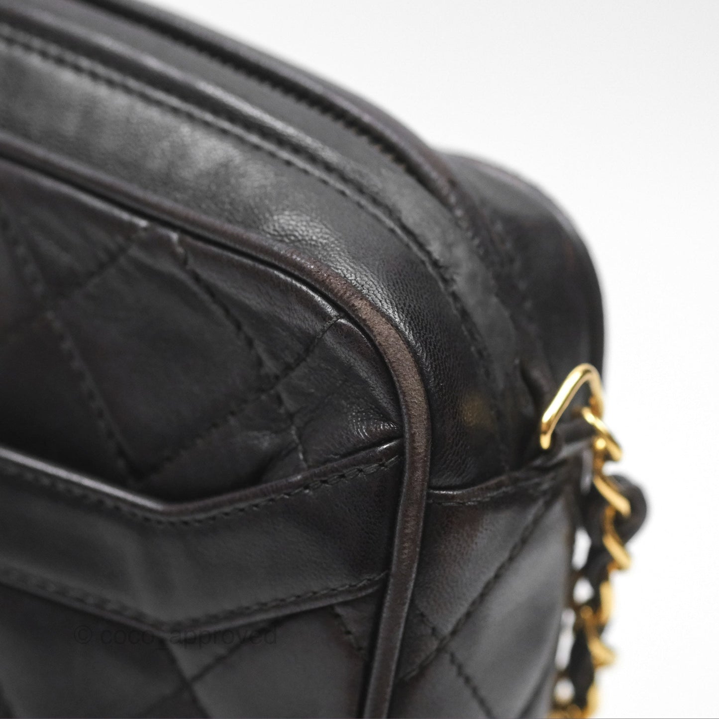 Chanel Vintage Small Camera Bag Black Lambskin Gold Hardware