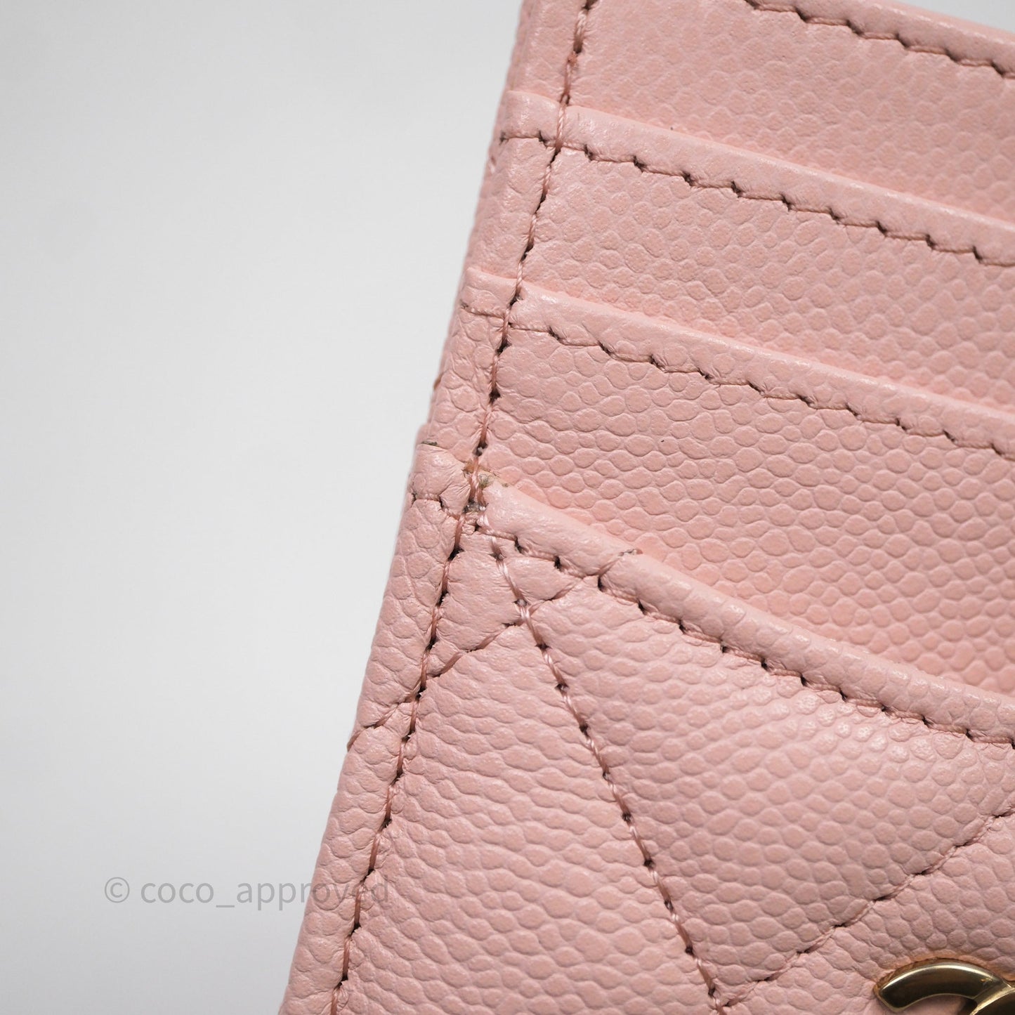 Chanel Quilted Card Holder Caviar Pink Gold Hardware