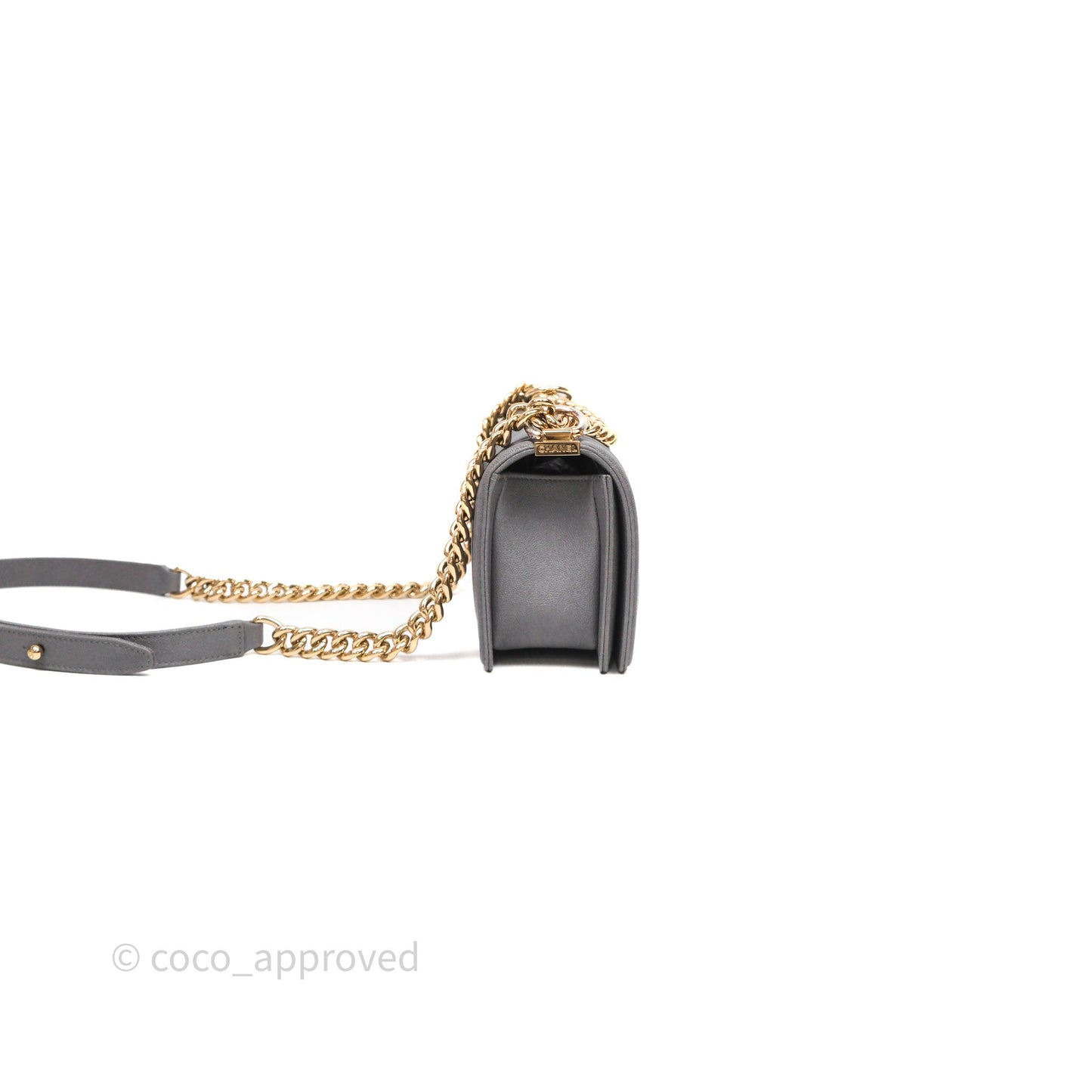 Chanel Small Boy Dark Grey Caviar Gold Hardware