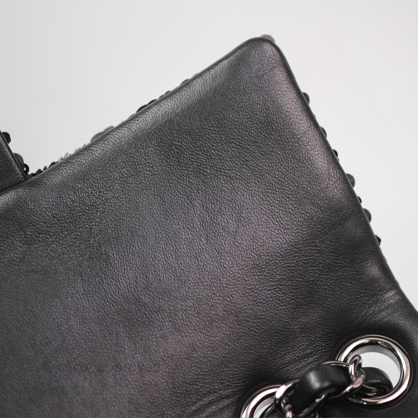 Chanel Mini Flap Bag Sequin Black/ Navy Gun Metal Hardware