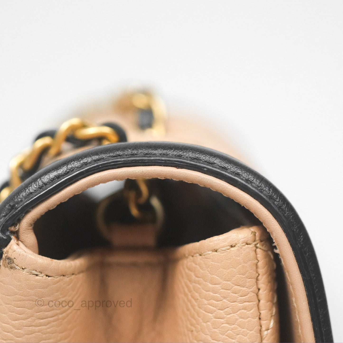 Chanel Small CC Filigree Flap Quilted Beige Black Caviar
