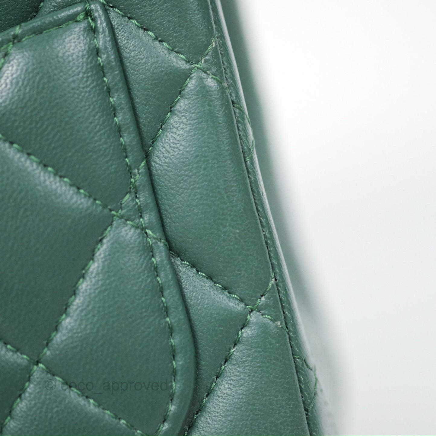 Chanel Mini Square Quilted Green Lambskin Silver Hardware