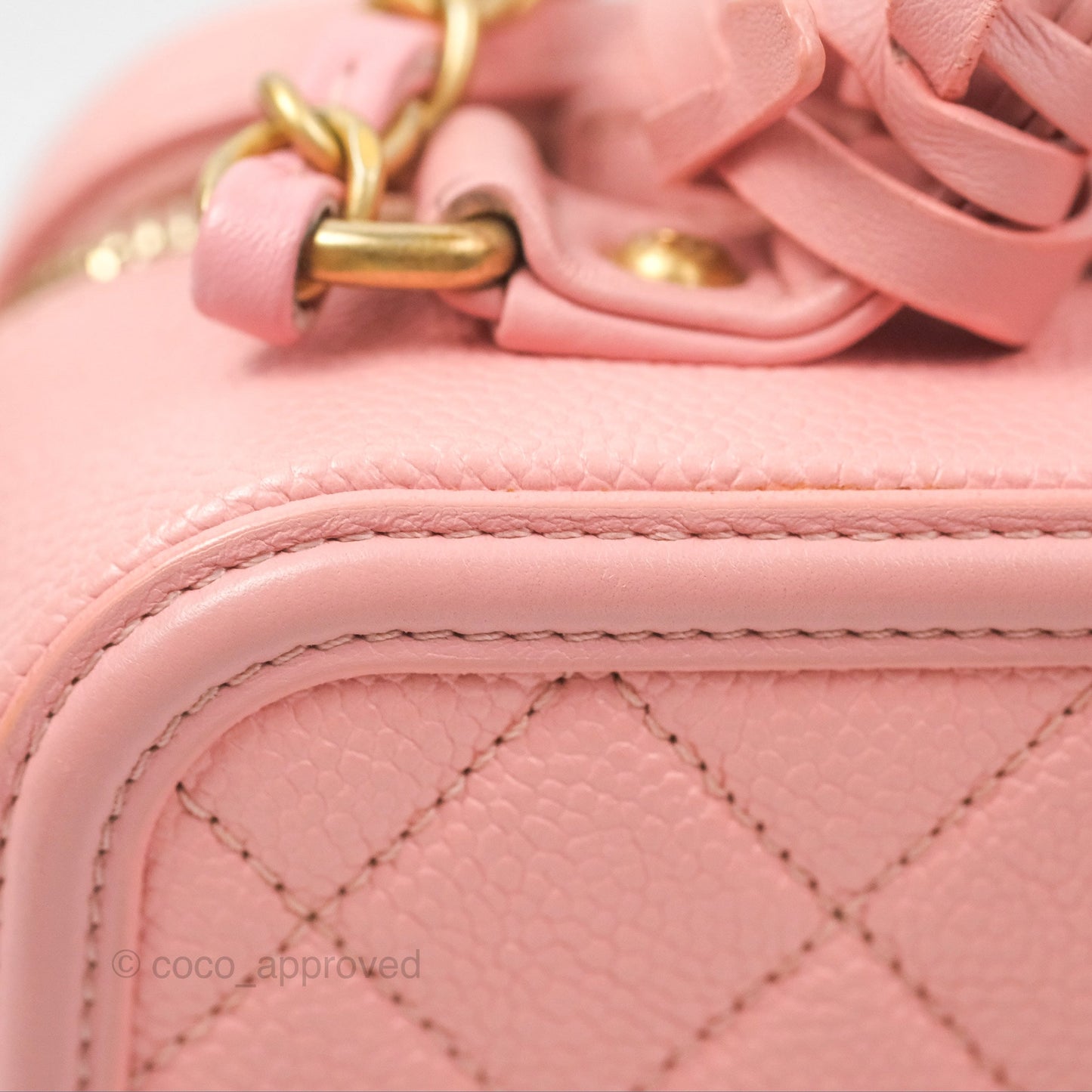Chanel Quilted Medium CC Filigree Vanity Case Pink Caviar Gold Hardware