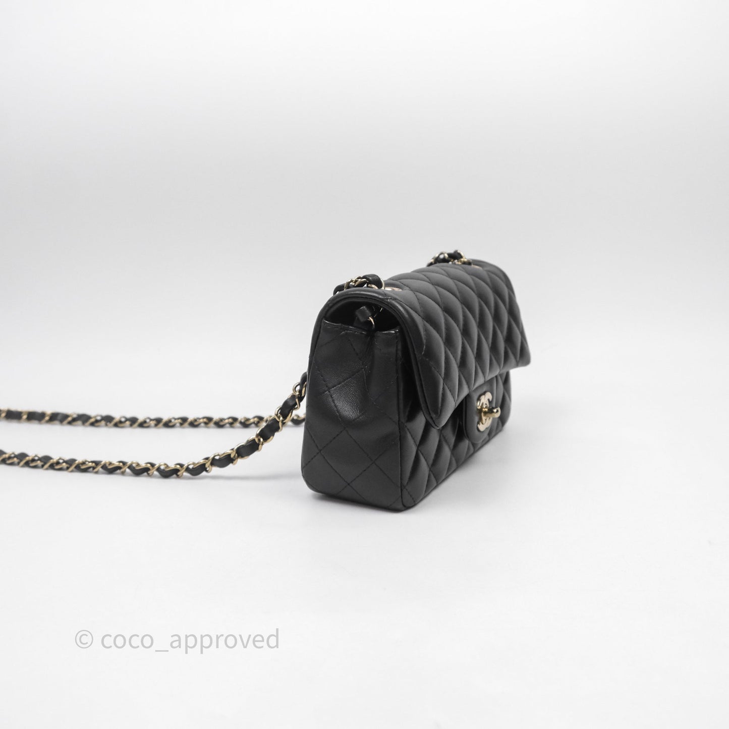 Chanel Mini Rectangular Flap Quilted Black Lambskin Gold Hardware