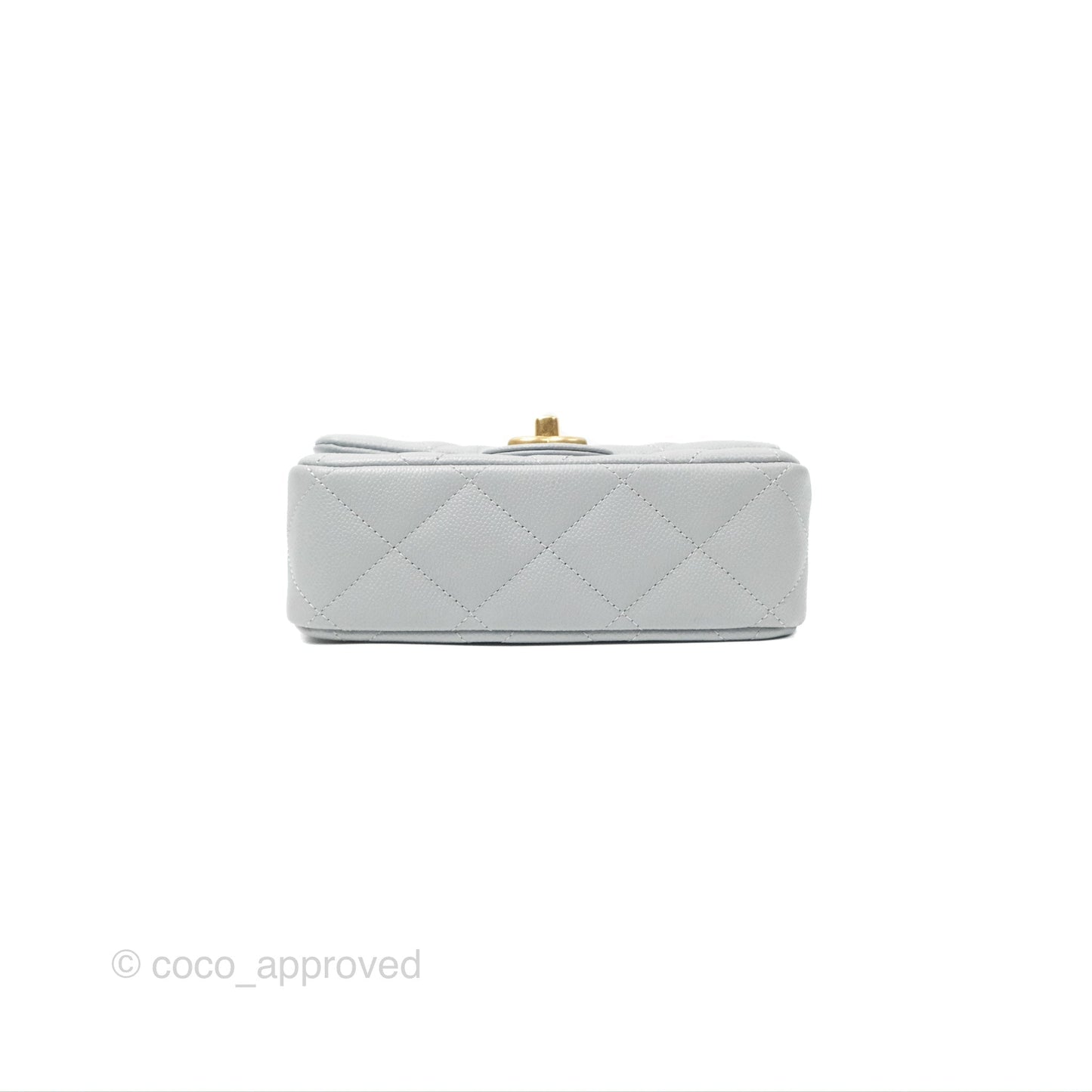 Chanel Mini Flap Bag Heart Adjustable Chain Grey Caviar Aged Gold Hardware