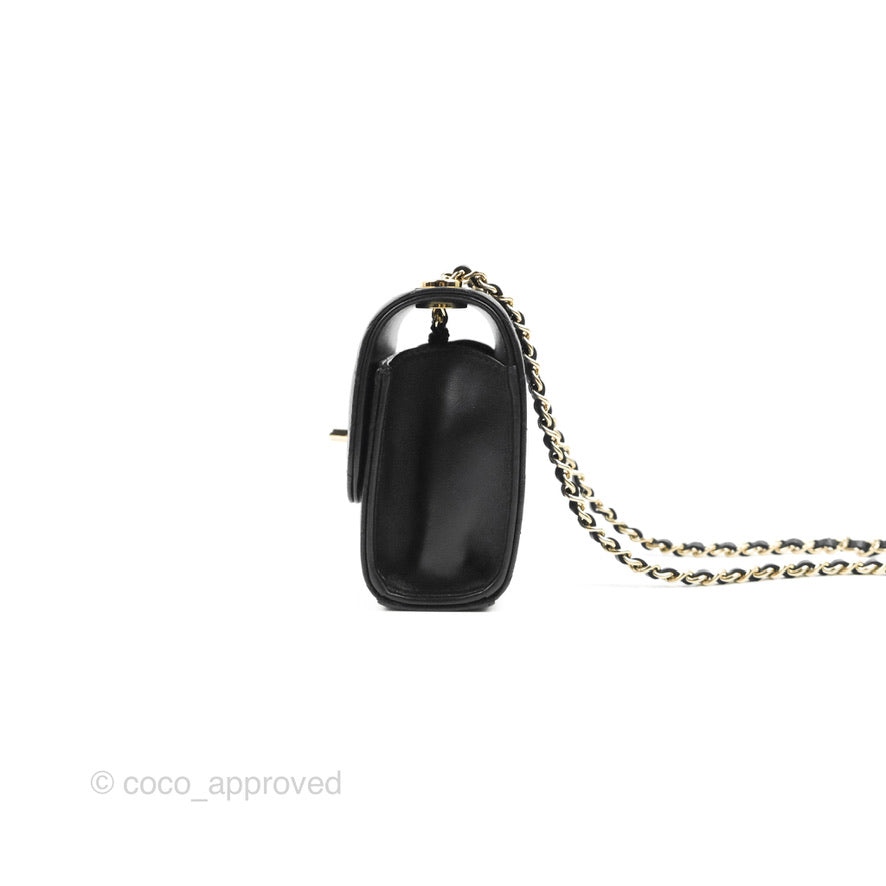 Chanel Small Quilted Trendy CC Clutch With Chain Black Lambskin Gold Hardware