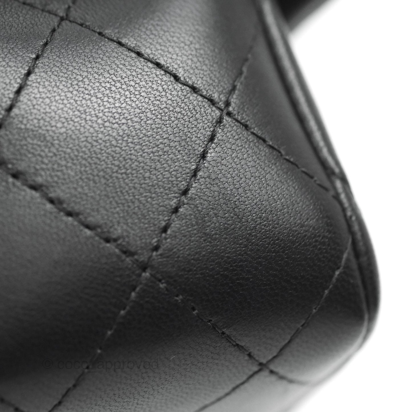 Chanel Quilted Mini Rectangular Flap Black Lambskin Silver Hardware