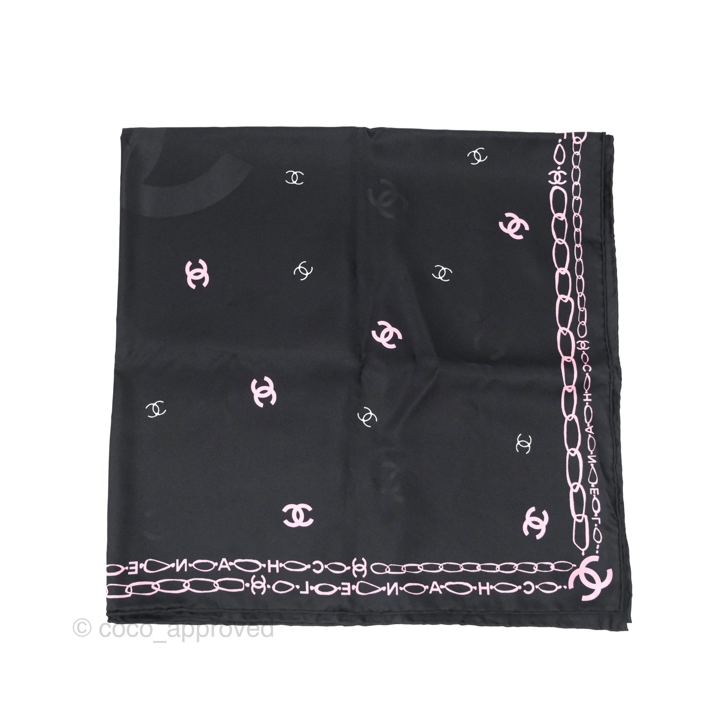 Chanel CC Logo Reversible Silk Square Scarf 90