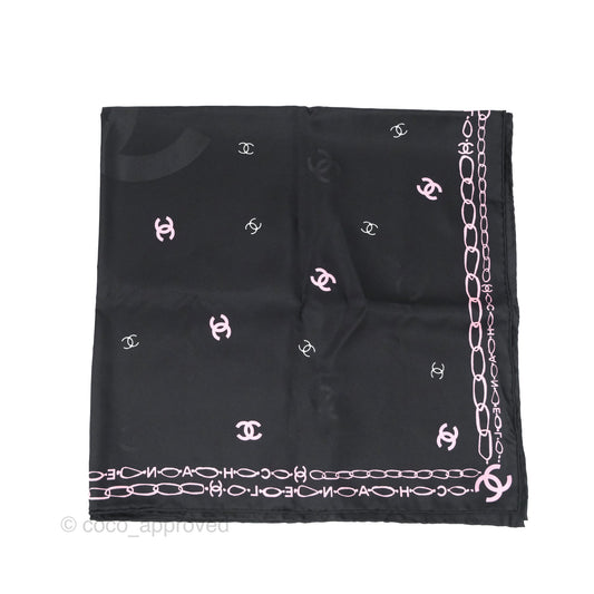 Chanel CC Logo Reversible Silk Square Scarf 90