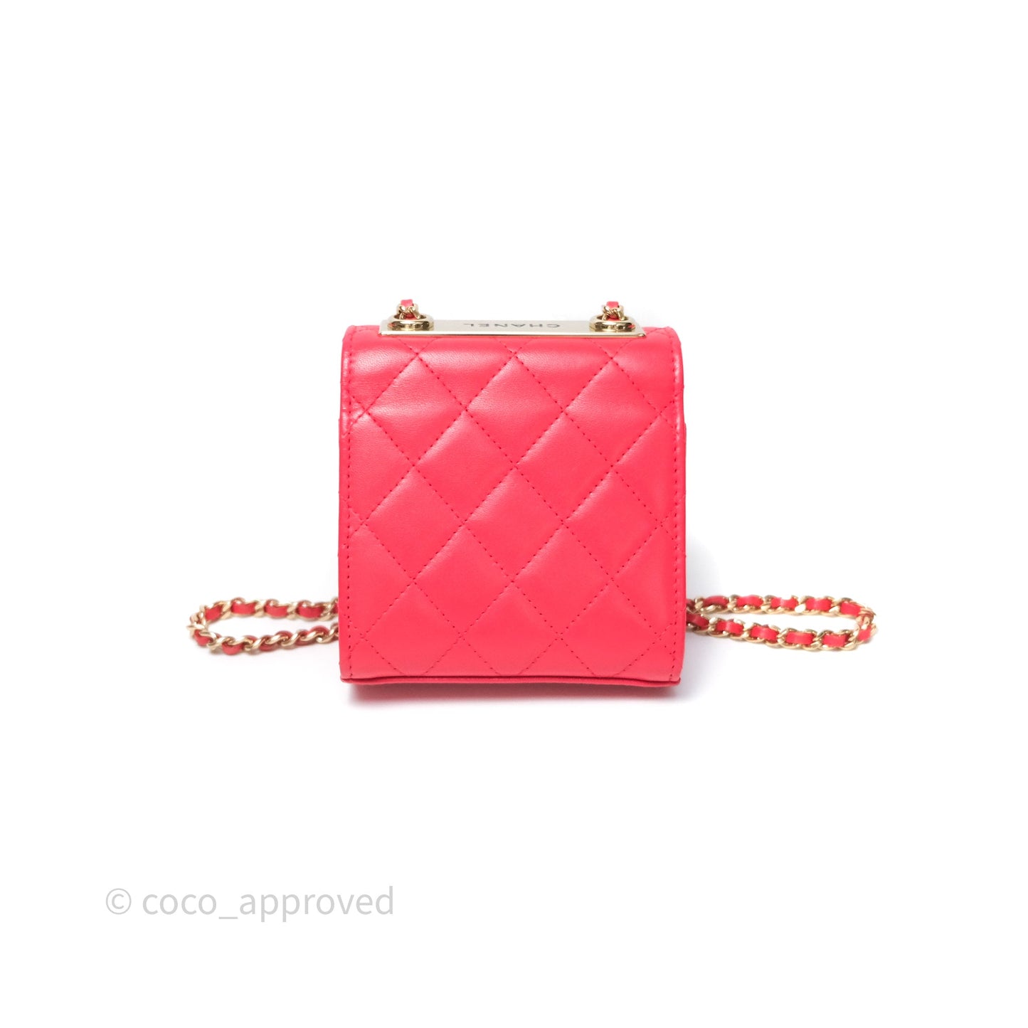 Chanel Mini Quilted Trendy CC Clutch With Chain Red Lambskin Gold Hardware