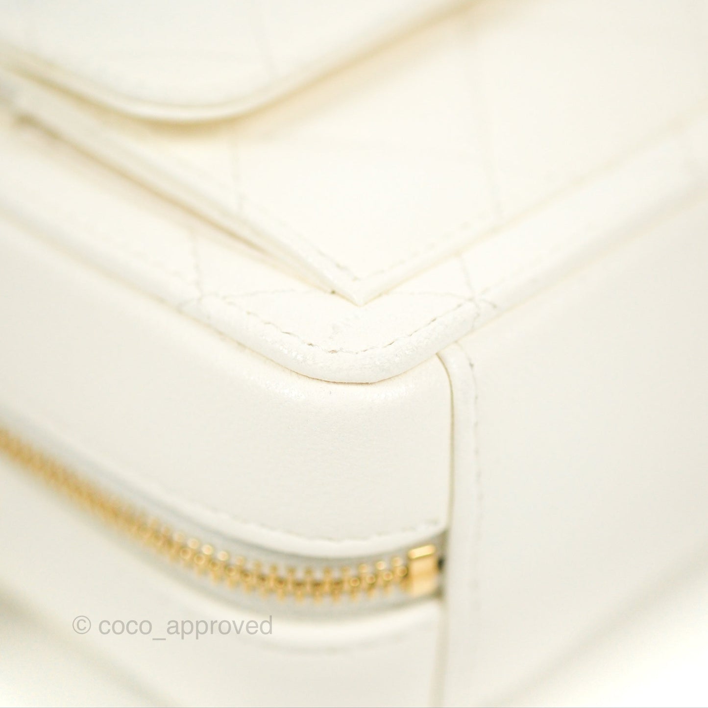 Chanel Mini Vanity Case with Chain White Lambskin Gold Hardware