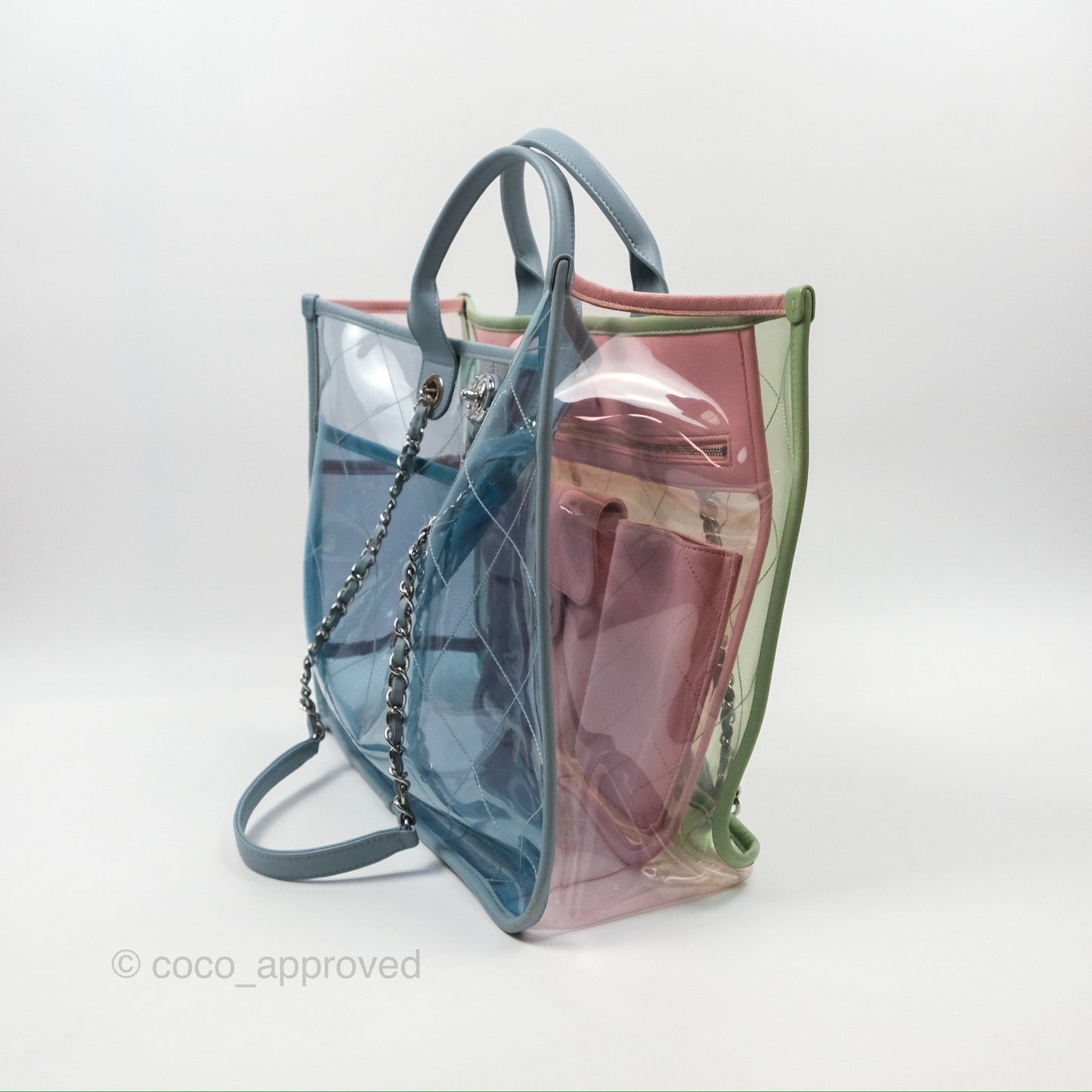 Chanel Coco Splash Blue/Green/Pink PVC Shopping Tote Bag
