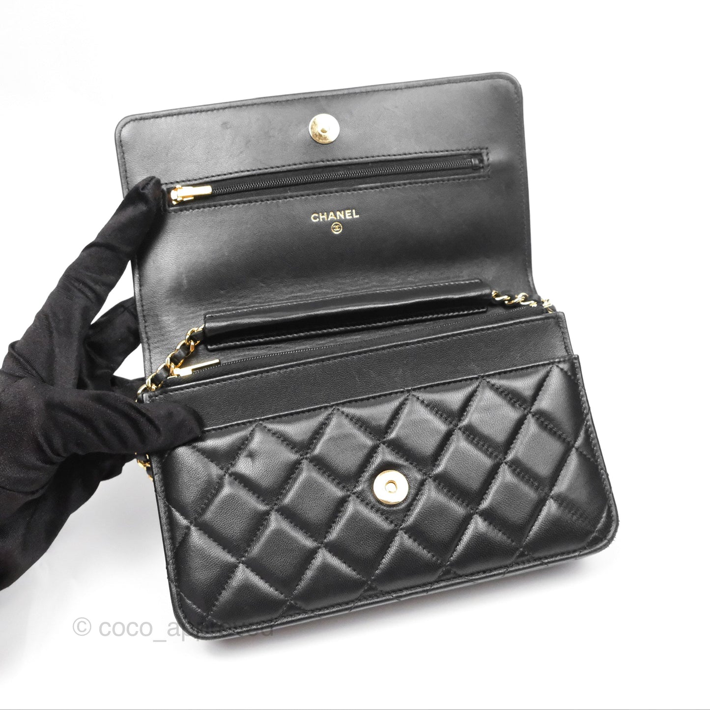 Chanel Quilted Classic WOC Black Lambskin Gold Hardware
