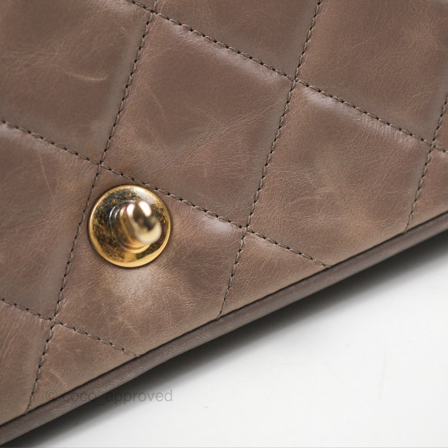 Chanel Gold Bar Single Flap Dark Grey Glazed Calfskin Gold Hardware