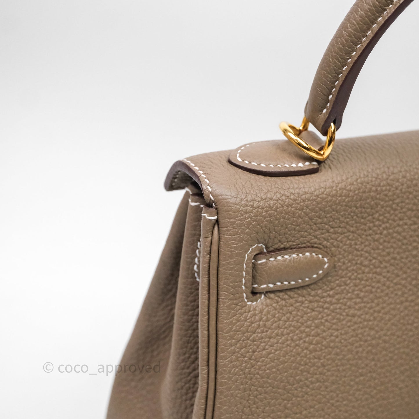 Hermes Kelly 25 Etoupe 18 Togo Gold Hardware