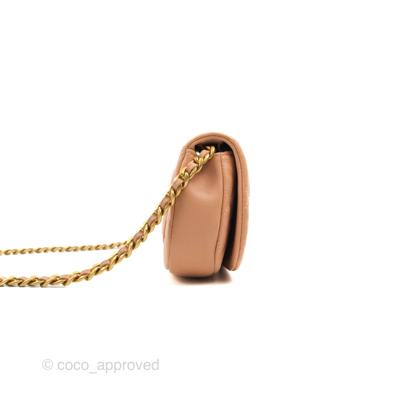 Chanel Clutch with Chain Beige Pink Calfskin Aged Gold Hardware