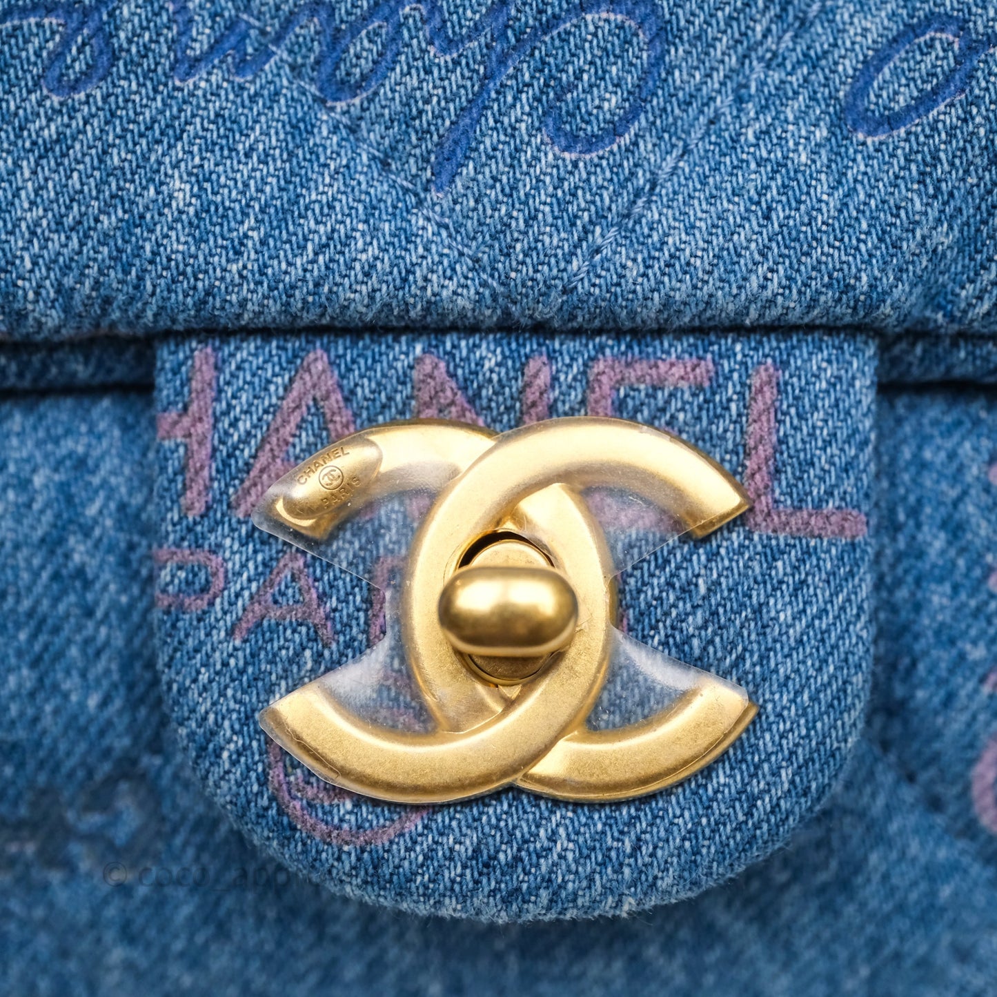 Chanel Large Denim Mood Flap Quilted Blue Multicolor 22P