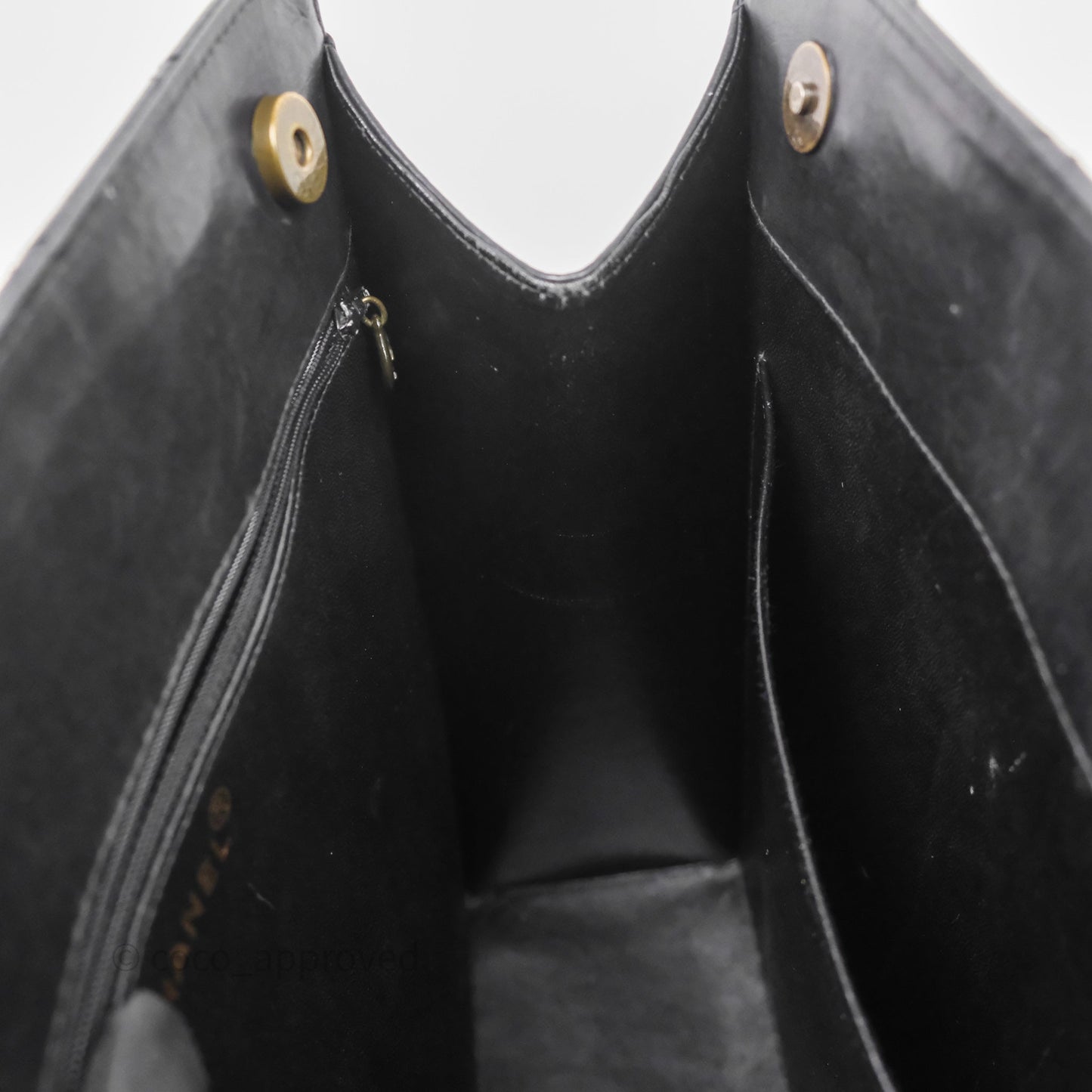 Chanel Vintage Tote Bag Quilted Black Lambskin Antique Gold Hardware