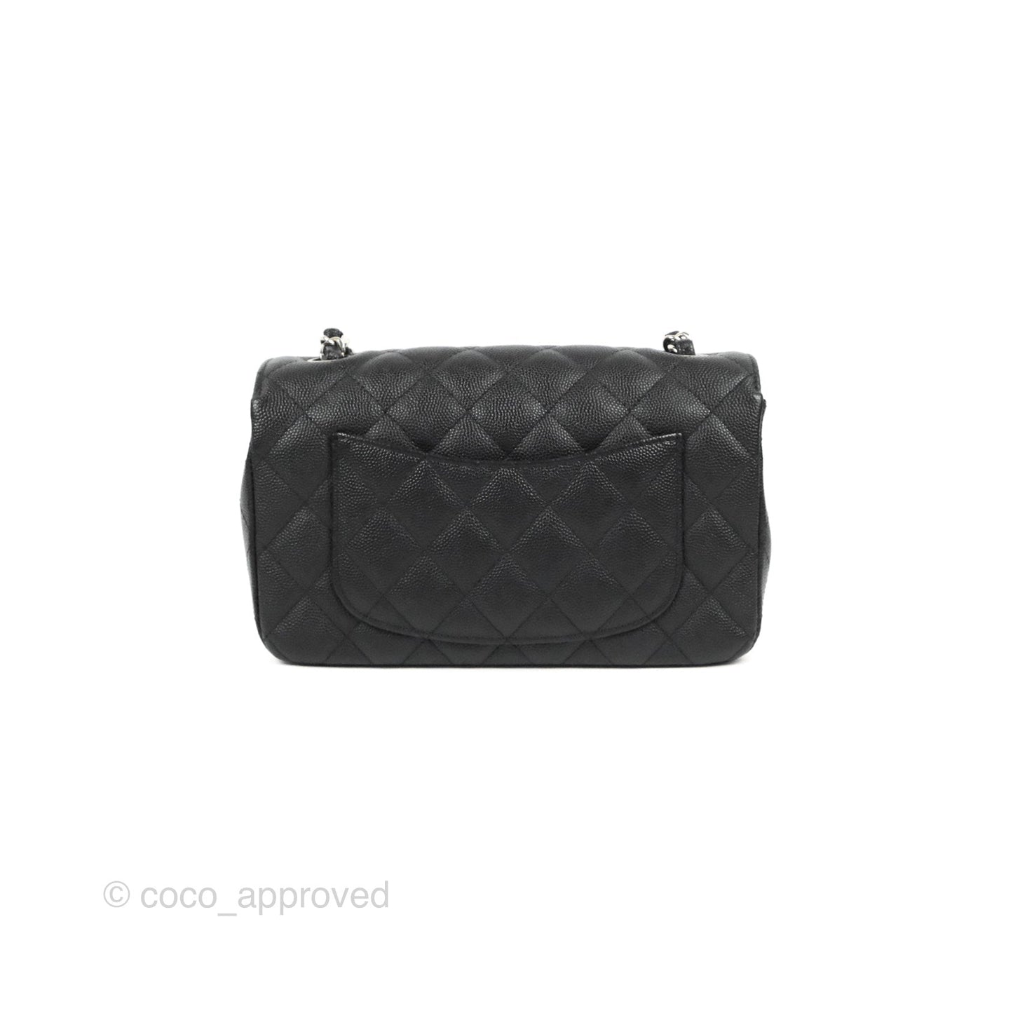 Chanel Quilted Mini Rectangular Flap Black Caviar Silver Hardware