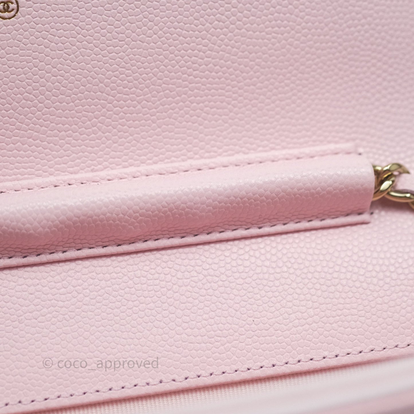 Chanel Classic Quilted Wallet on Chain WOC Light Pink Caviar Gold Hardware