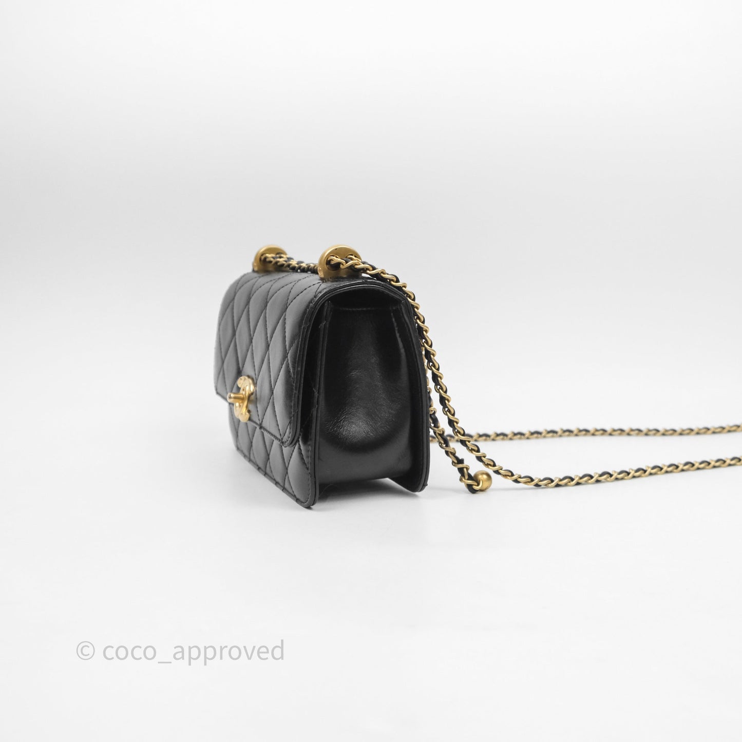 Chanel Mini Perfect Fit Adjustable Chain Black Calfskin Aged Gold Hardware