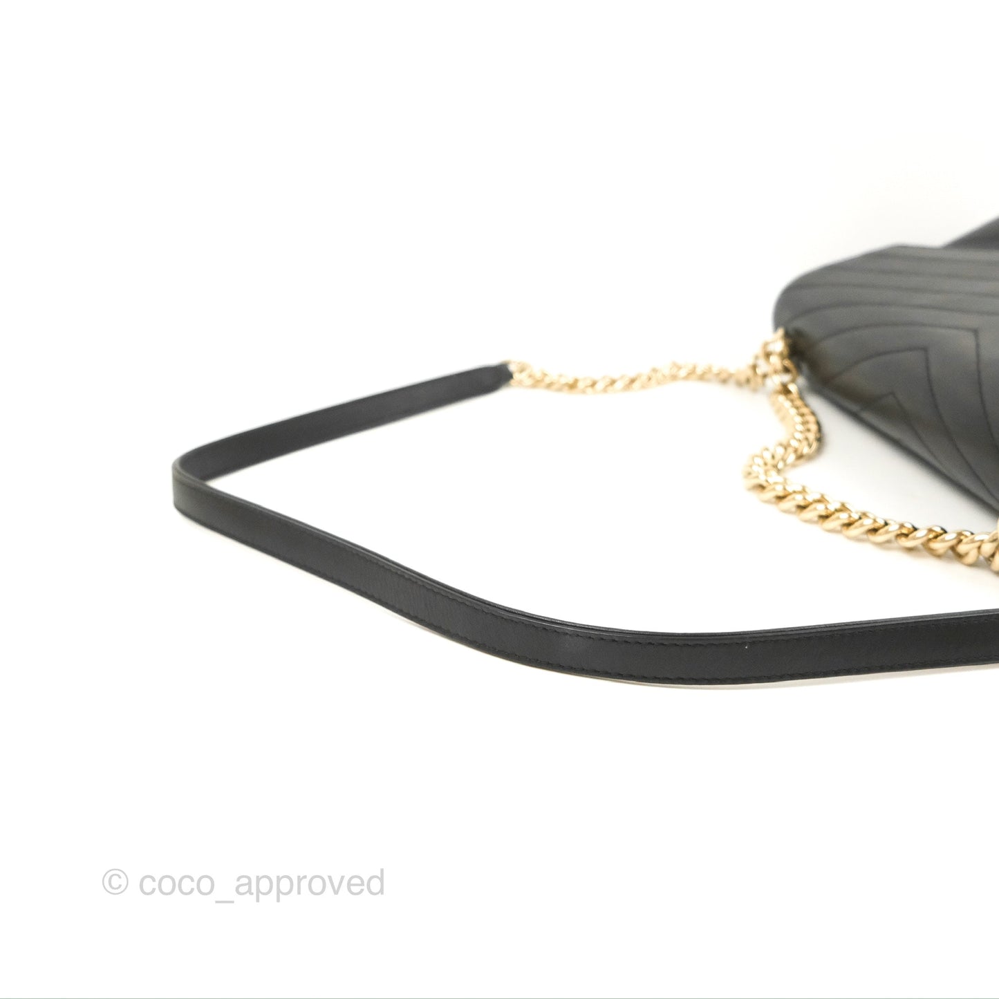Chanel Chevron Stitched Coco Flap Bag Black Calfskin Gold Hardware