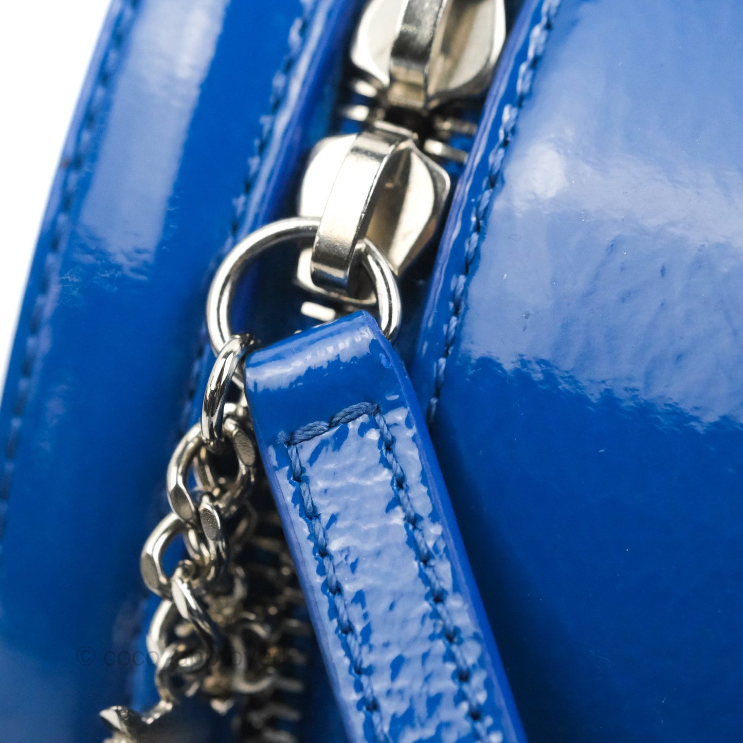Chanel Round As Earth Bag with Owl Charm Blue Patent Silver Hardware