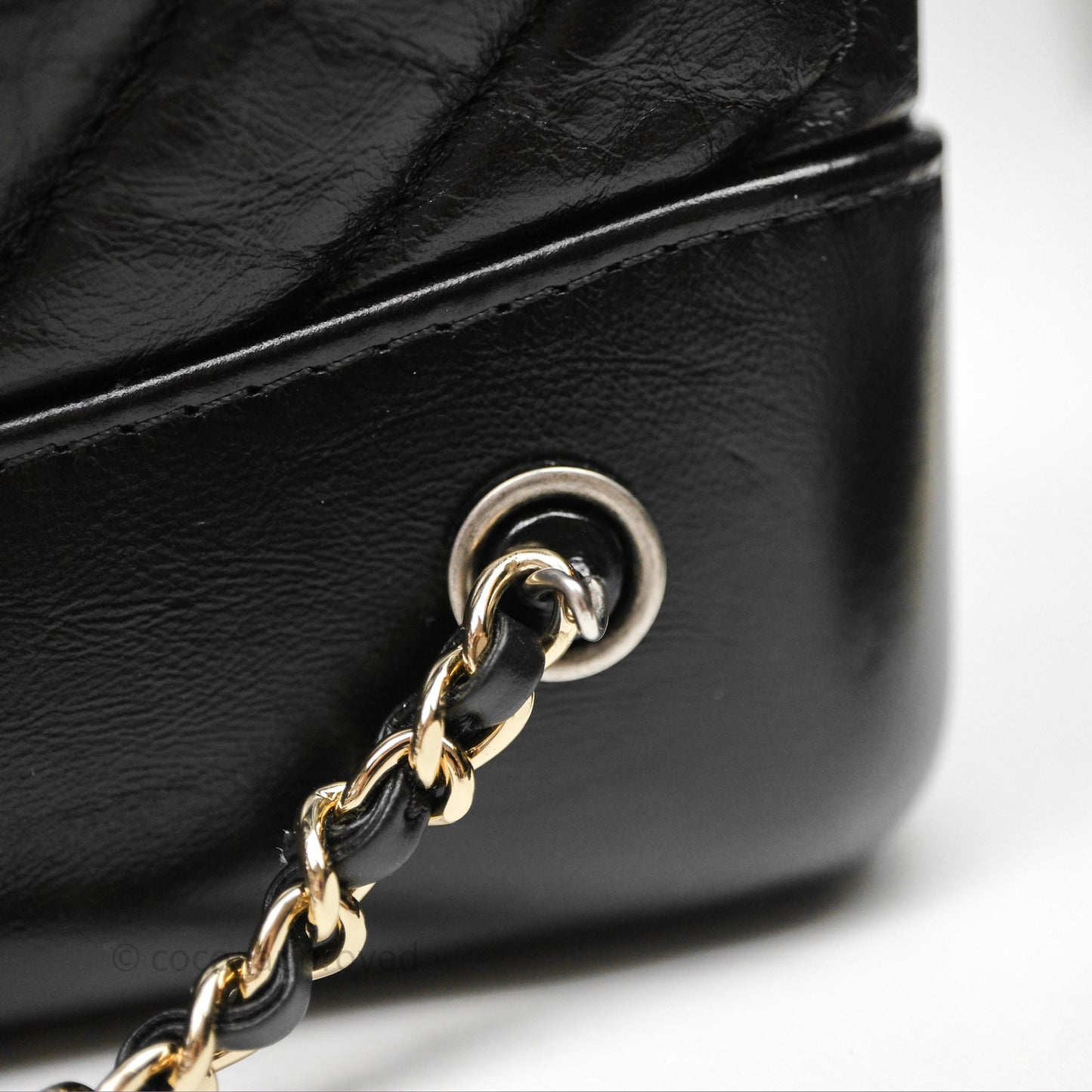 Chanel Small Chevron Gabrielle Backpack Black Aged Calfskin