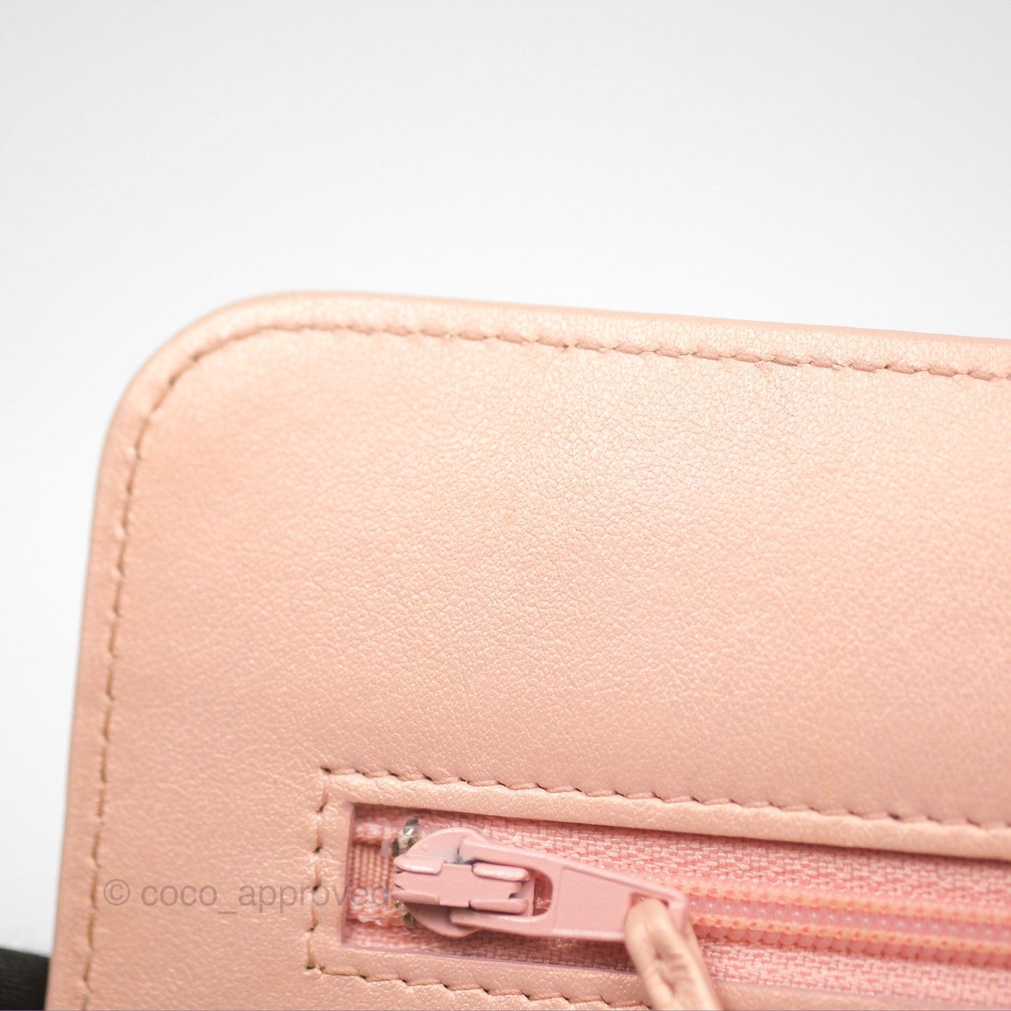 Chanel Mademoiselle Wallet On Chain WOC Chevron Iridescent Pink Caviar Silver Hardware