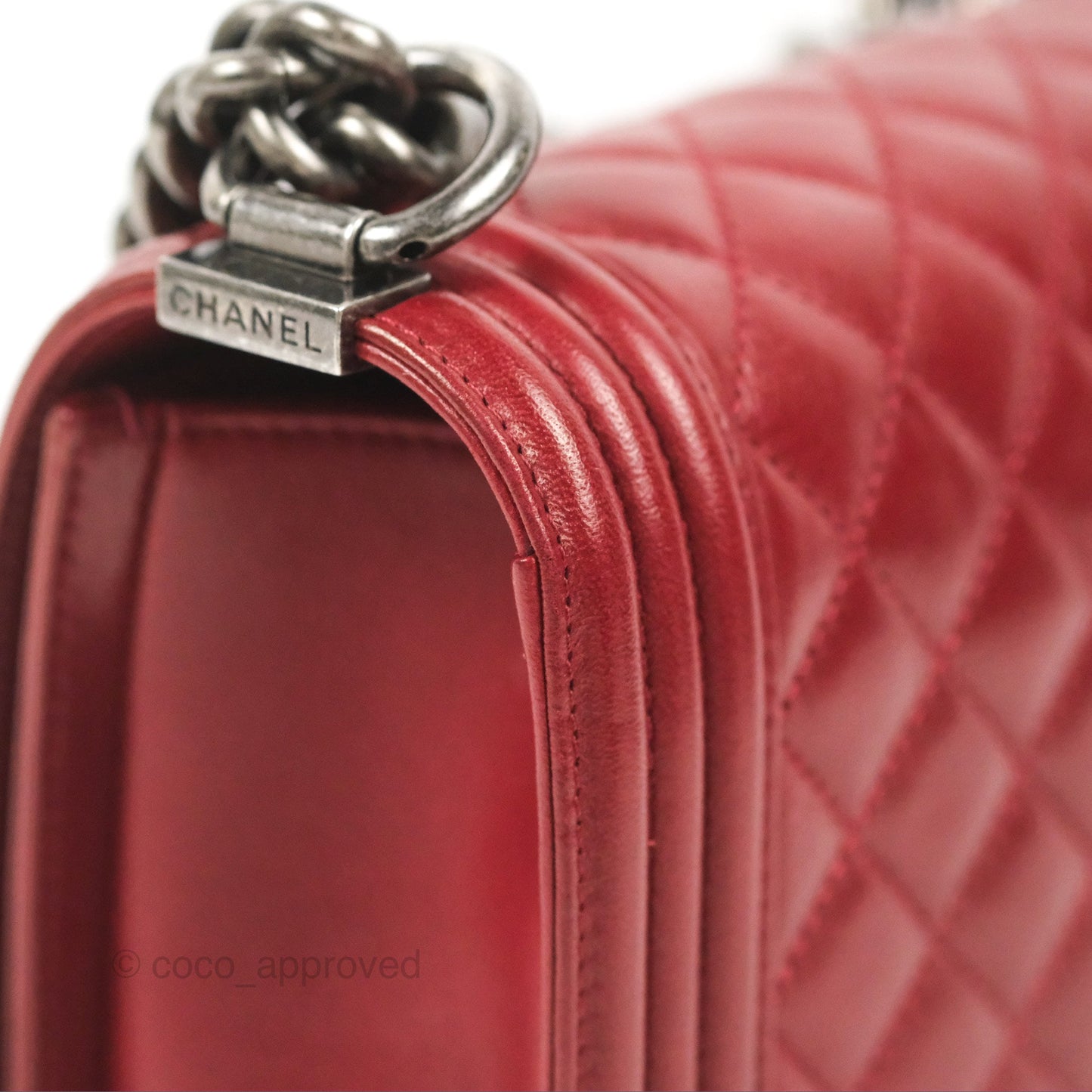 Chanel Quilted Medium Boy Dark Red Calfskin Ruthenium Hardware
