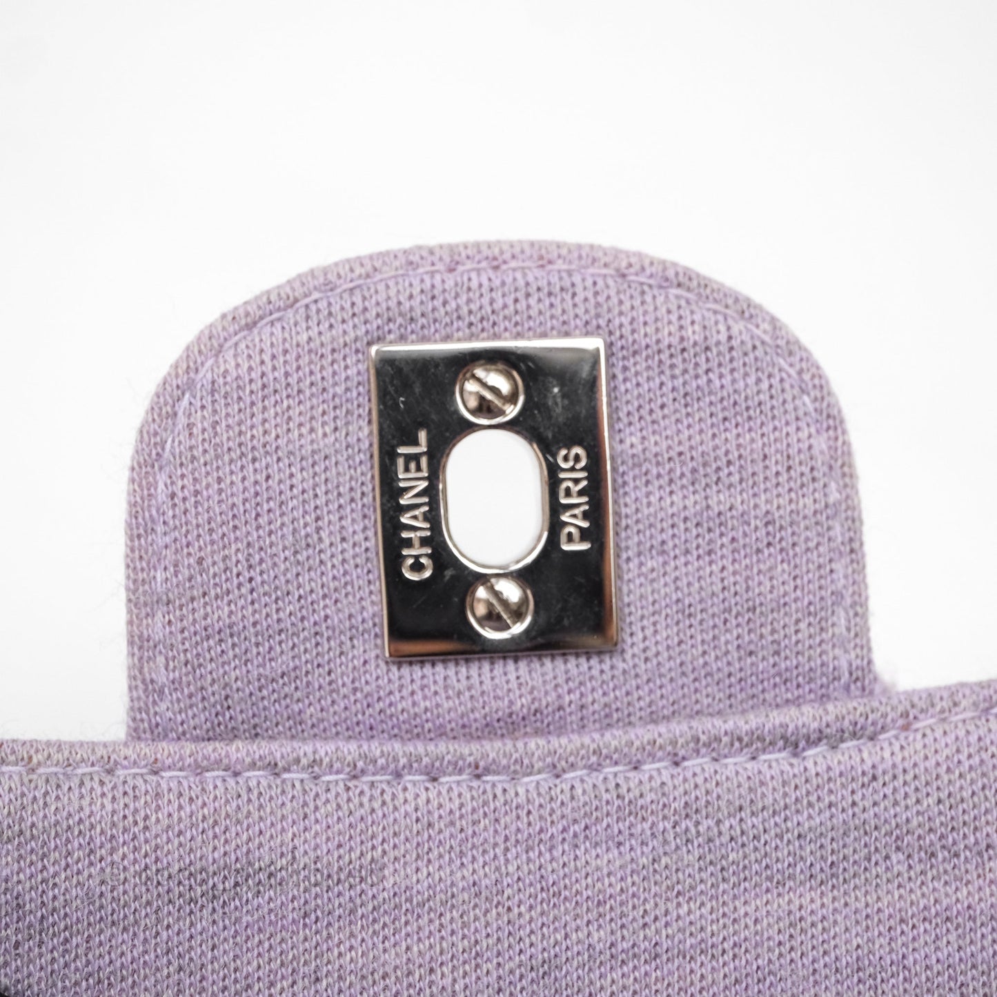 Chanel Medium Single Jersey Flap Bag Purple Silver Hardware