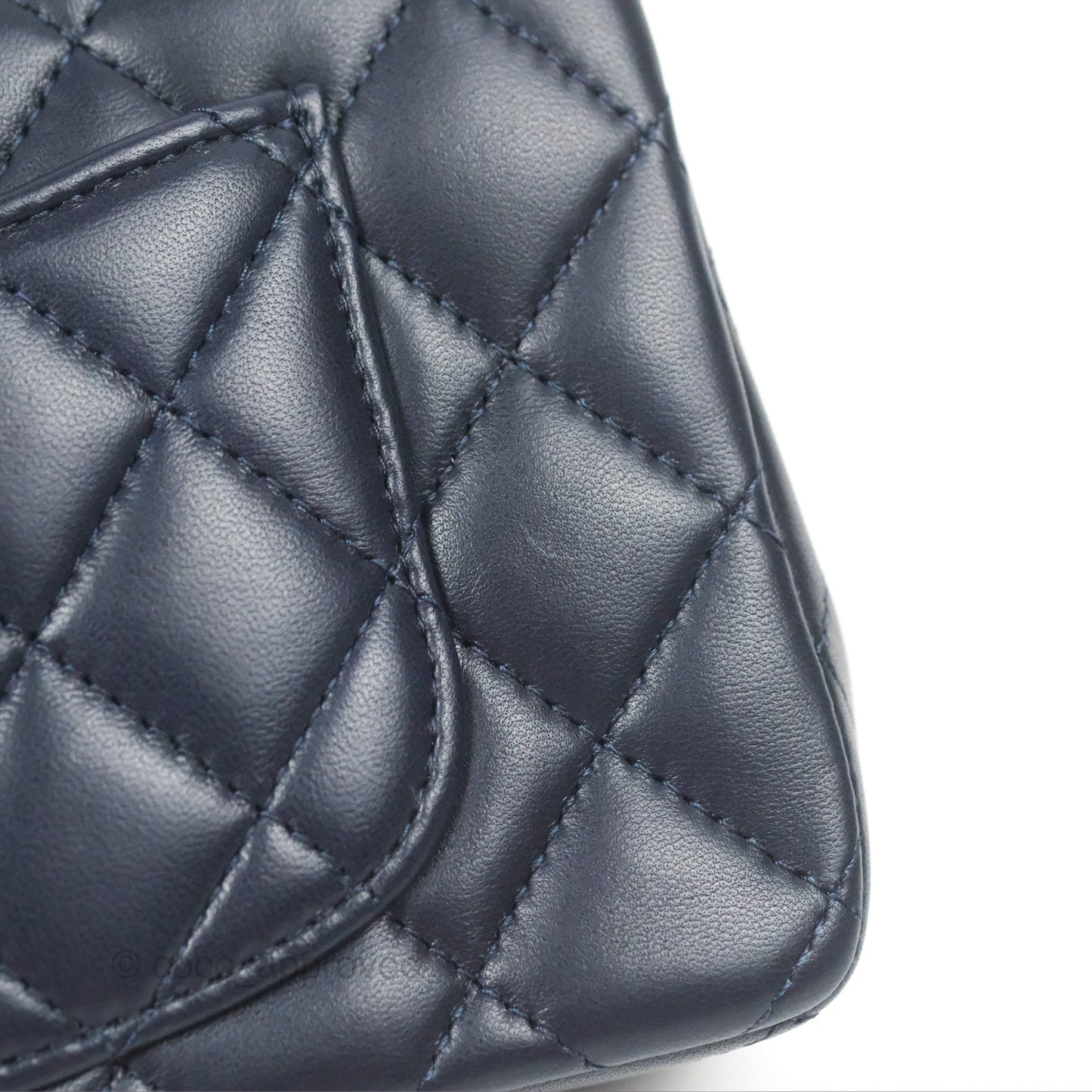 Chanel Top Handle Mini Rectangular Flap Bag Navy Lambskin Gold Hardware