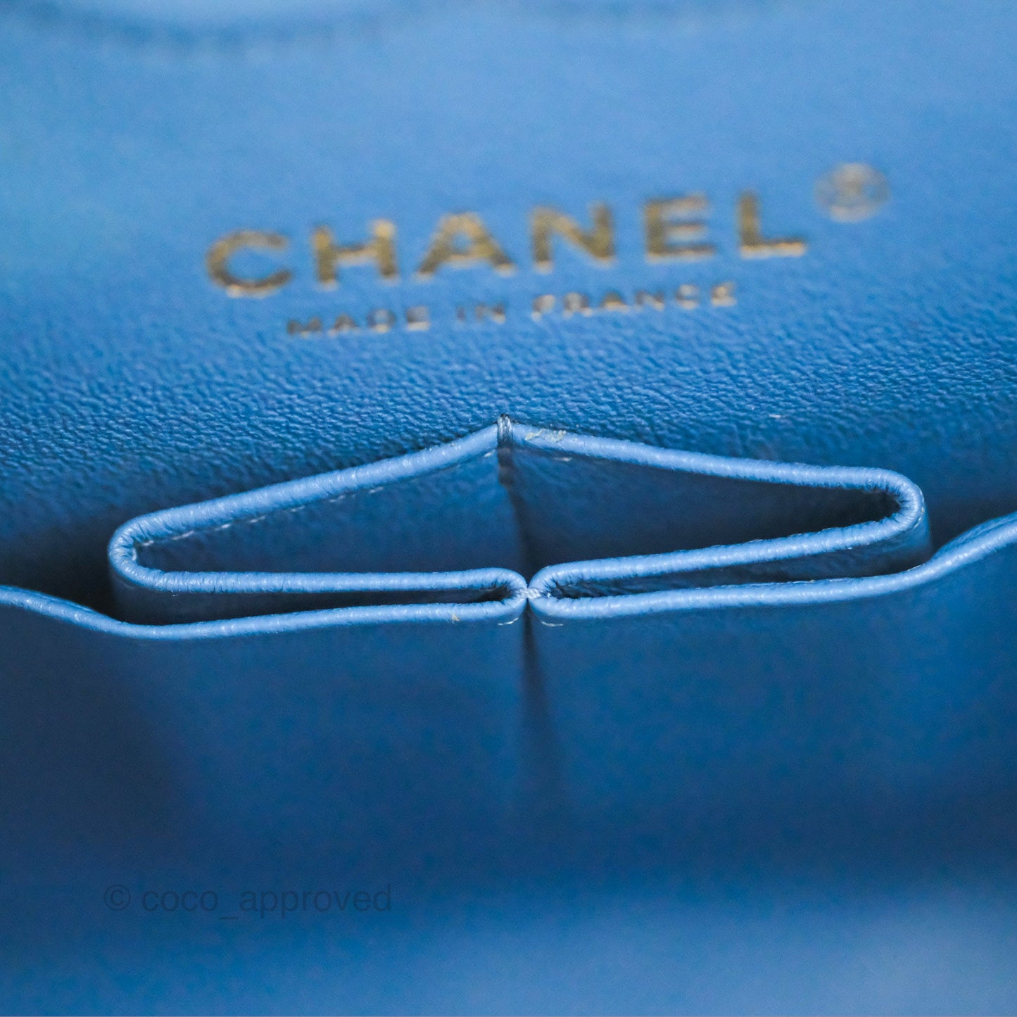 Chanel Small Classic Flap Chevron Blue Caviar Gold Hardware