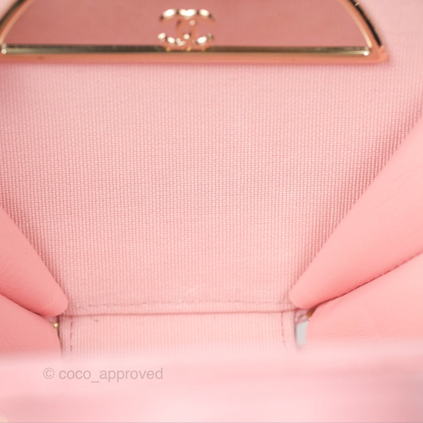 Chanel Mini Round Vanity Bag Handle With Care Pink Caviar 22C