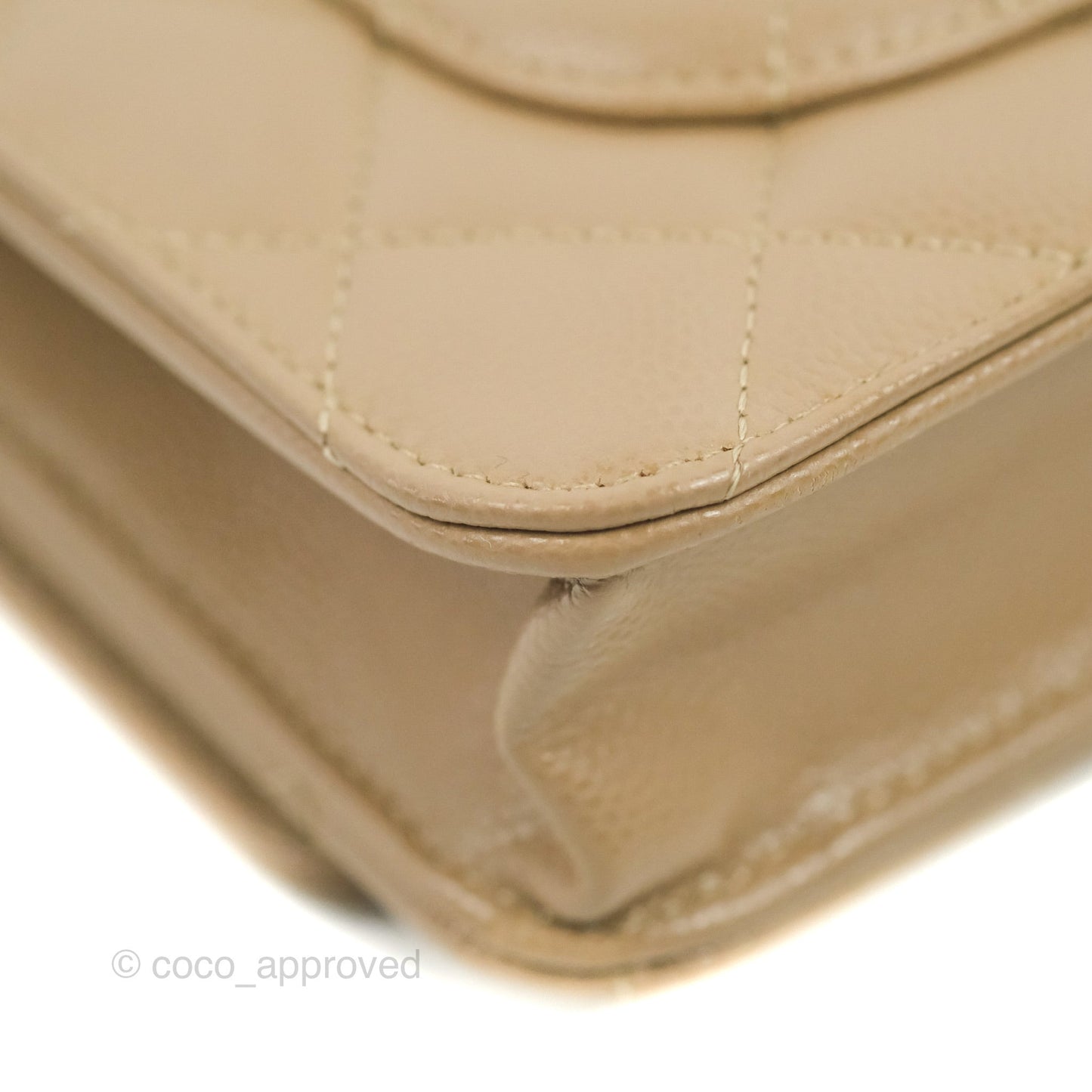 Chanel Quilted Classic Wallet on Chain WOC Dark Beige Caviar Gold Hardware